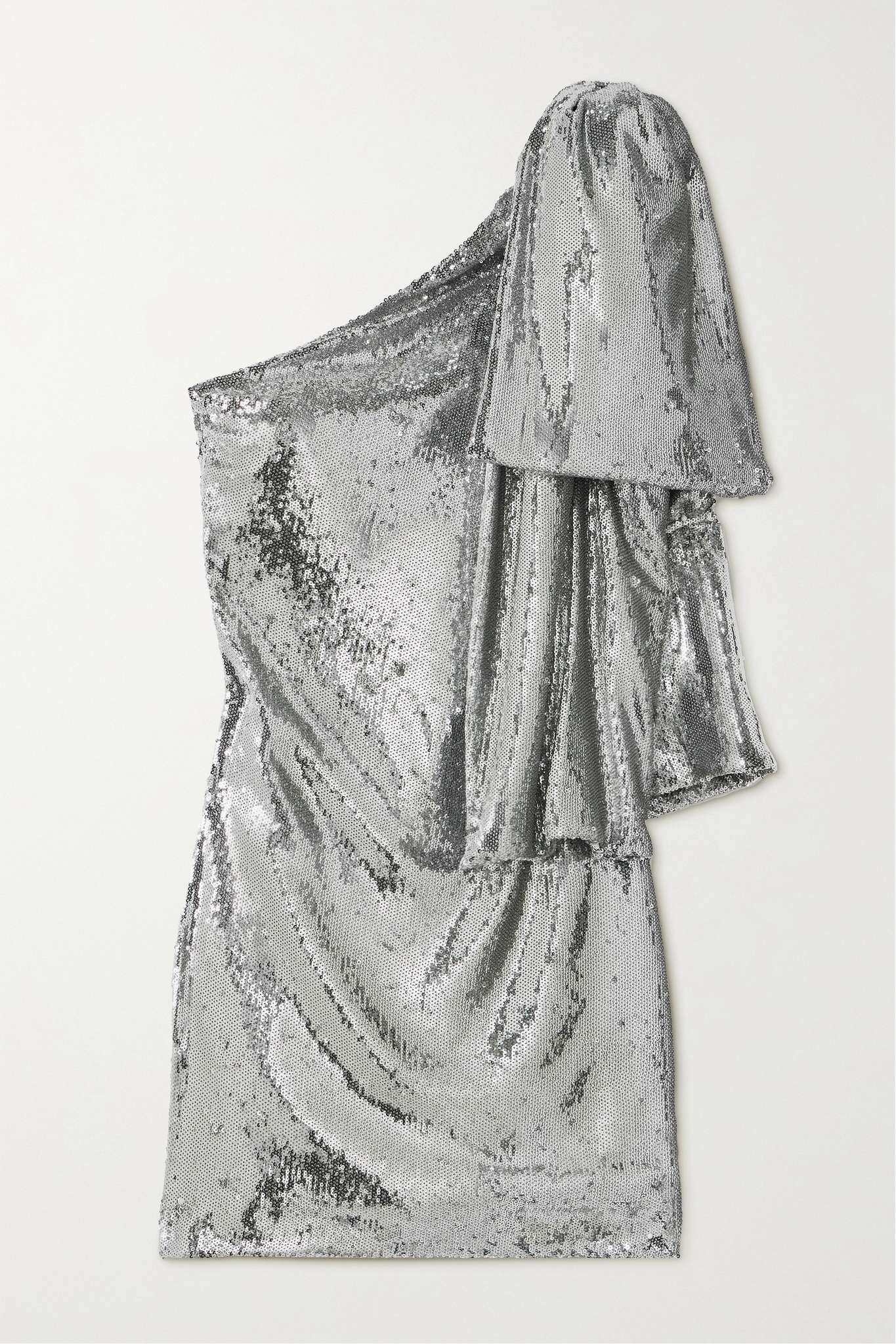 Josselin one-shoulder bow-detailed sequined crepe mini dress - 1