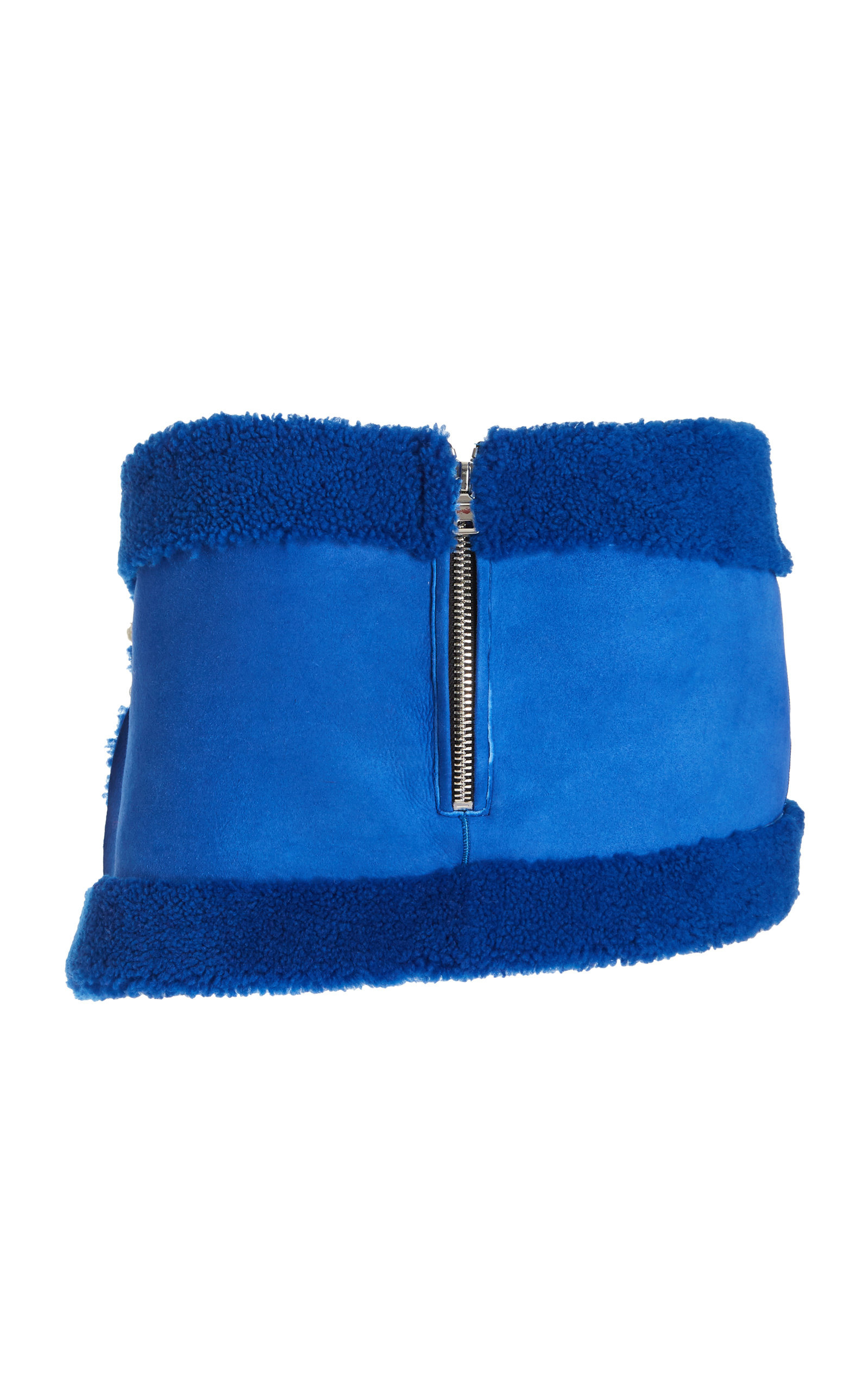 Curly Shearling Mini Skirt blue - 3