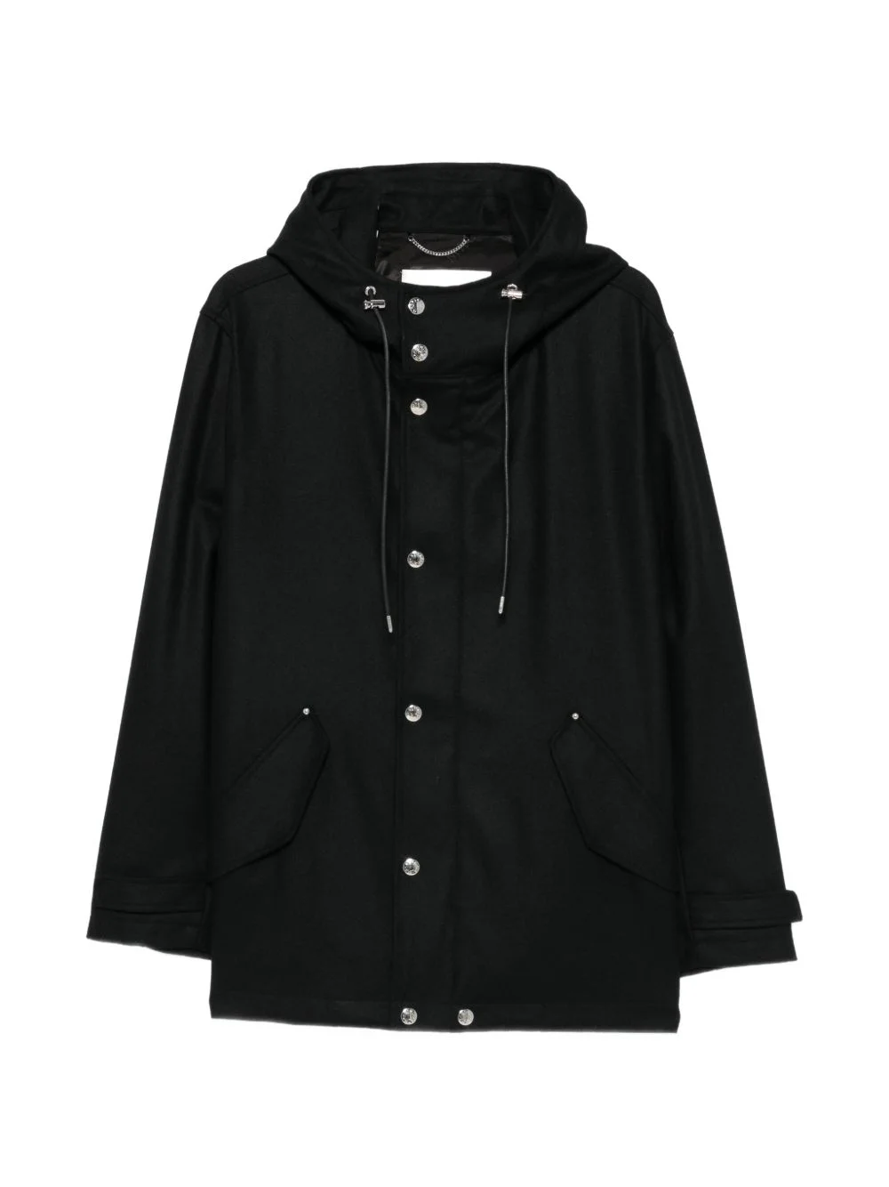 hooded snap-button jacket - 1