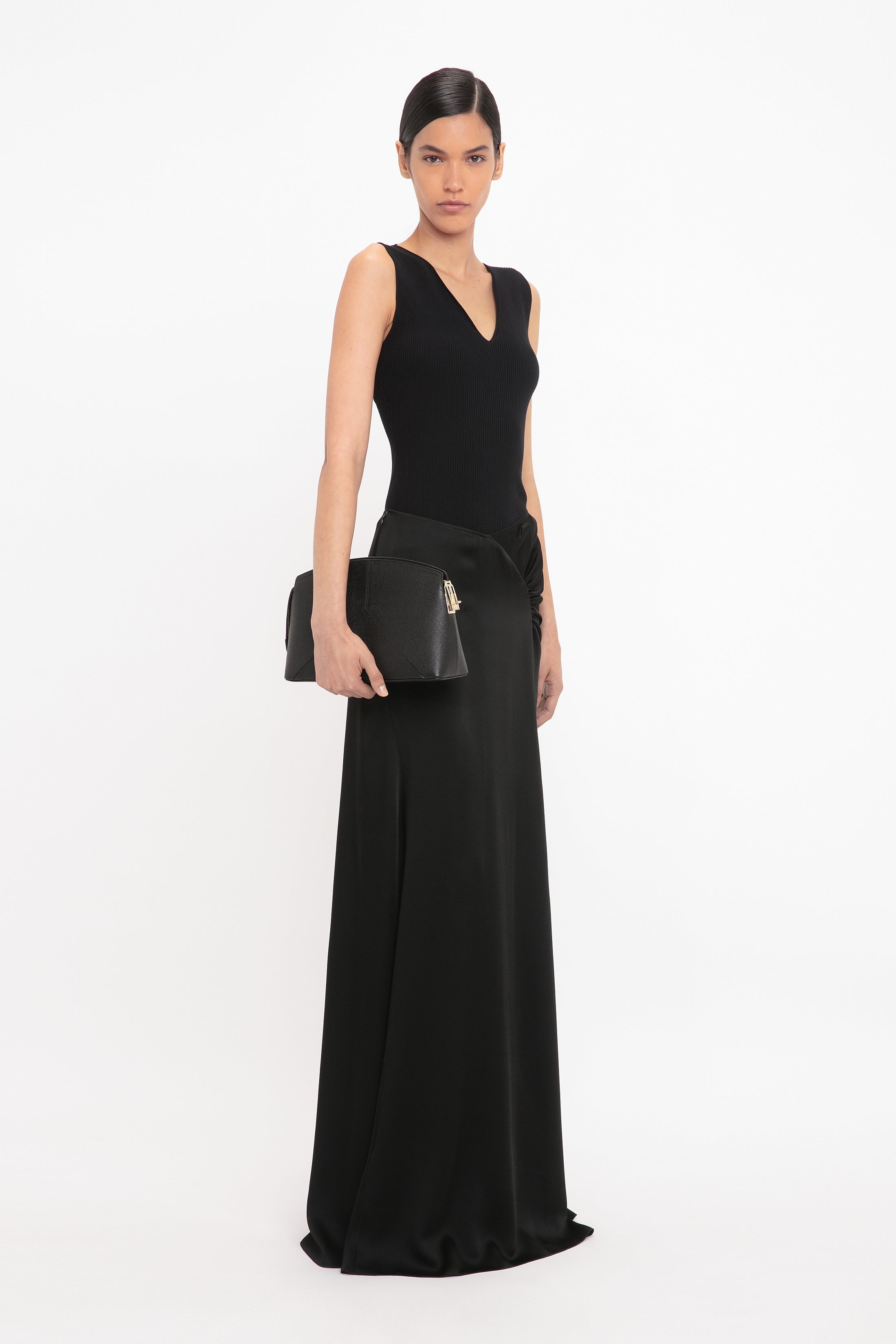 Floor-Length Panelled Skirt In Black - 3