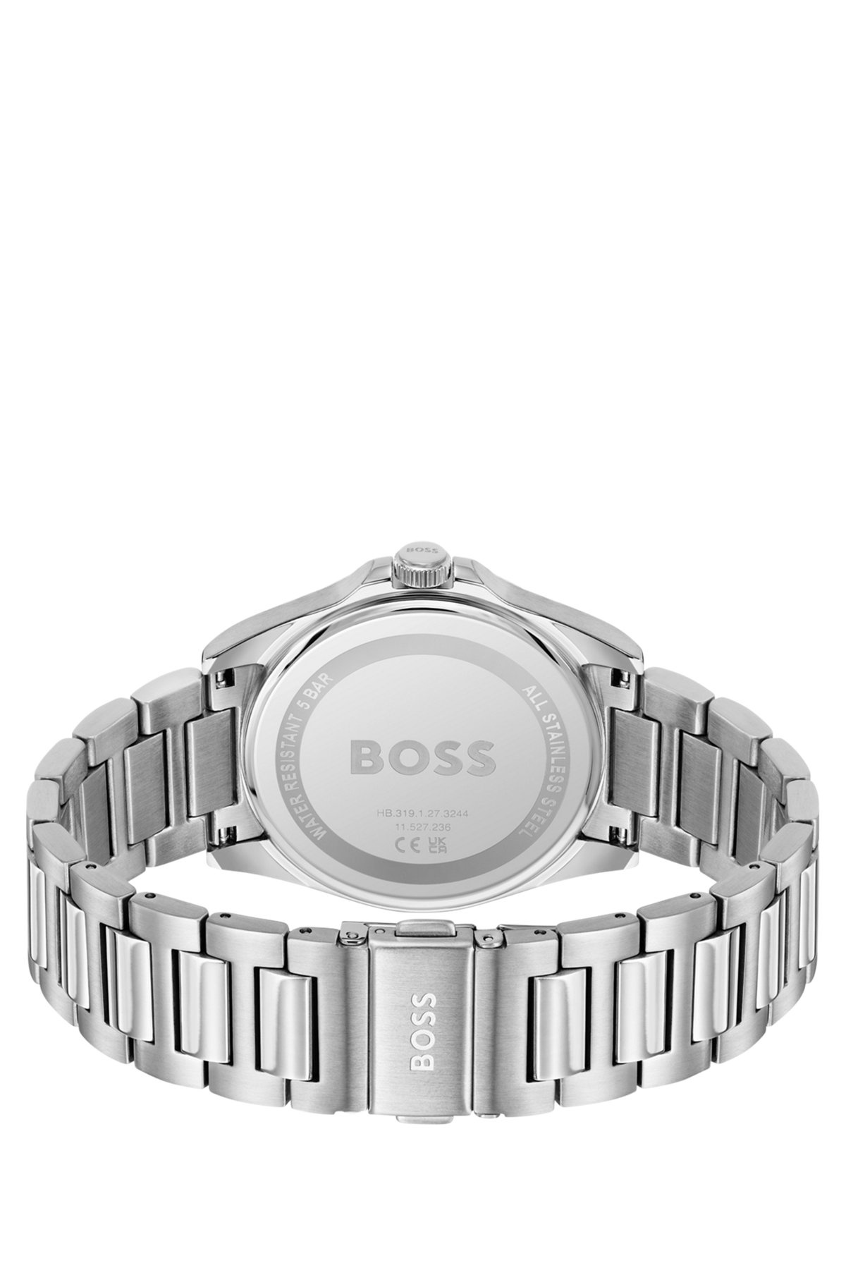 SILVER-TONE WATCH WITH BLACK GROOVED DIAL - 3