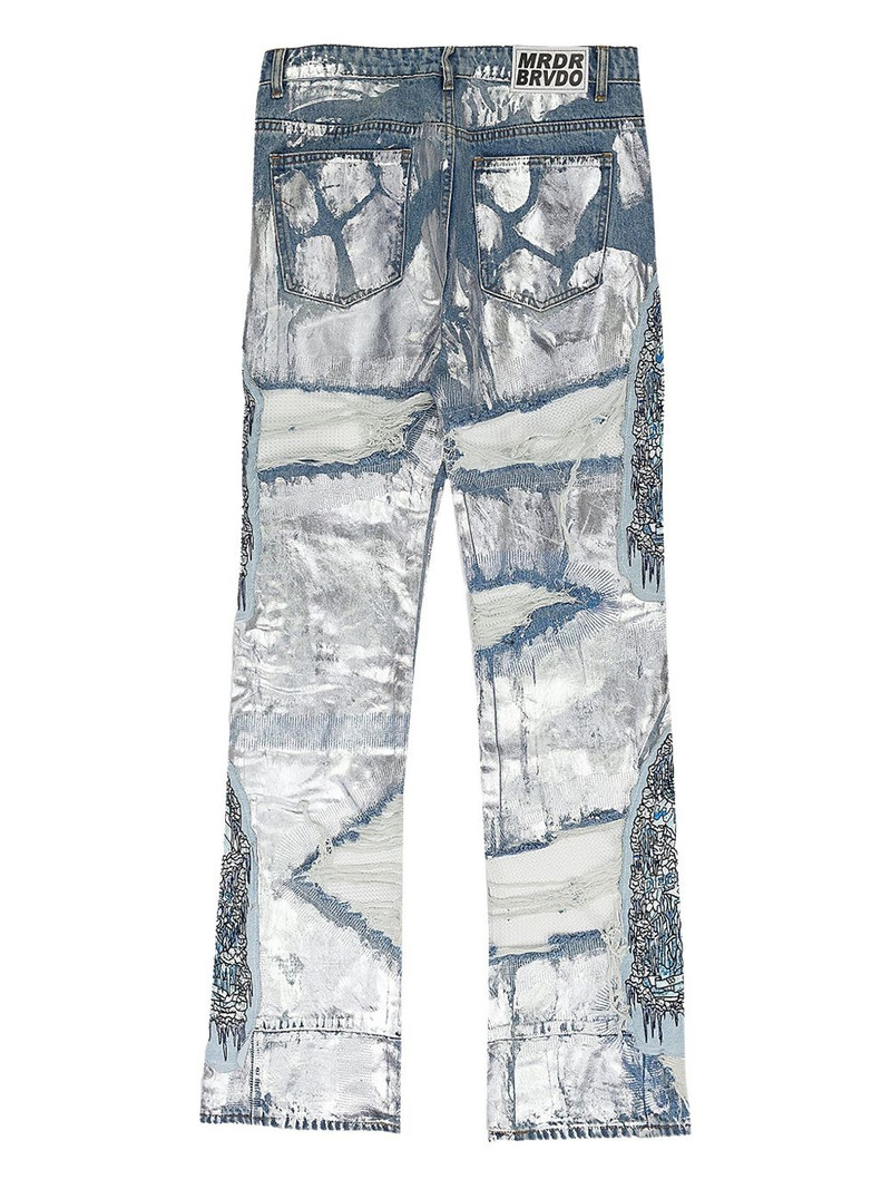 WHO DECIDES WAR patchwork distressed jeans outlook