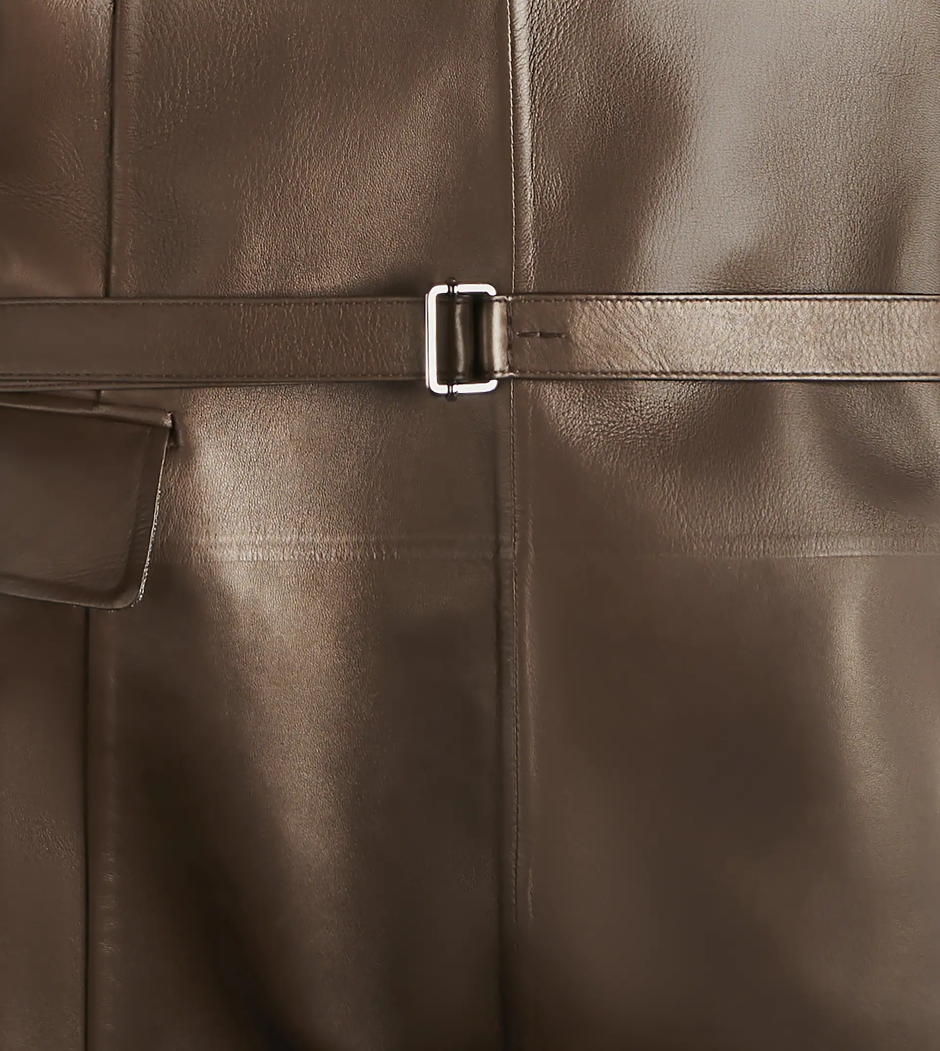 COAT IN NAPPA LEATHER - BROWN - 7