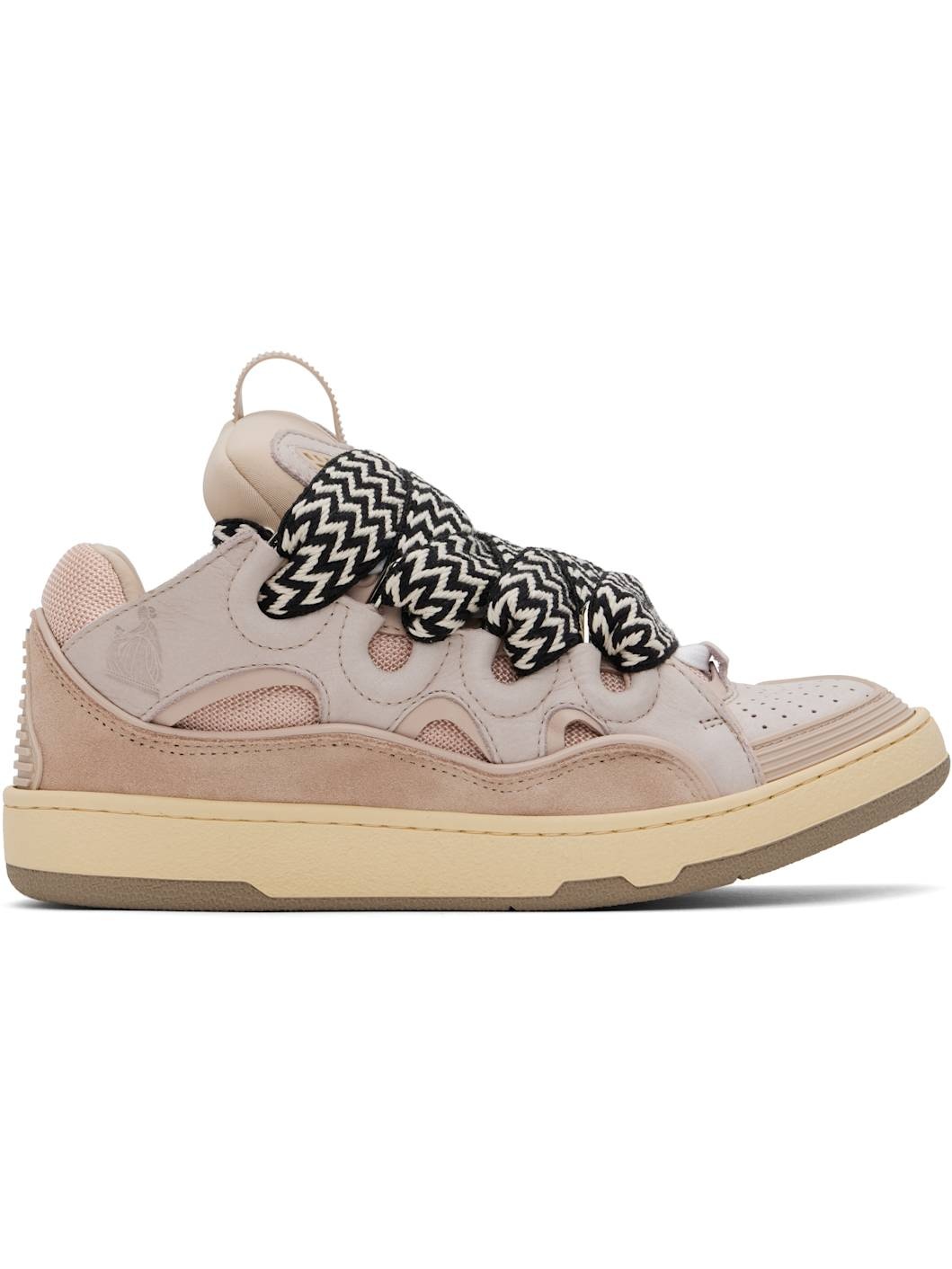 Pink Leather Curb Sneakers - 1