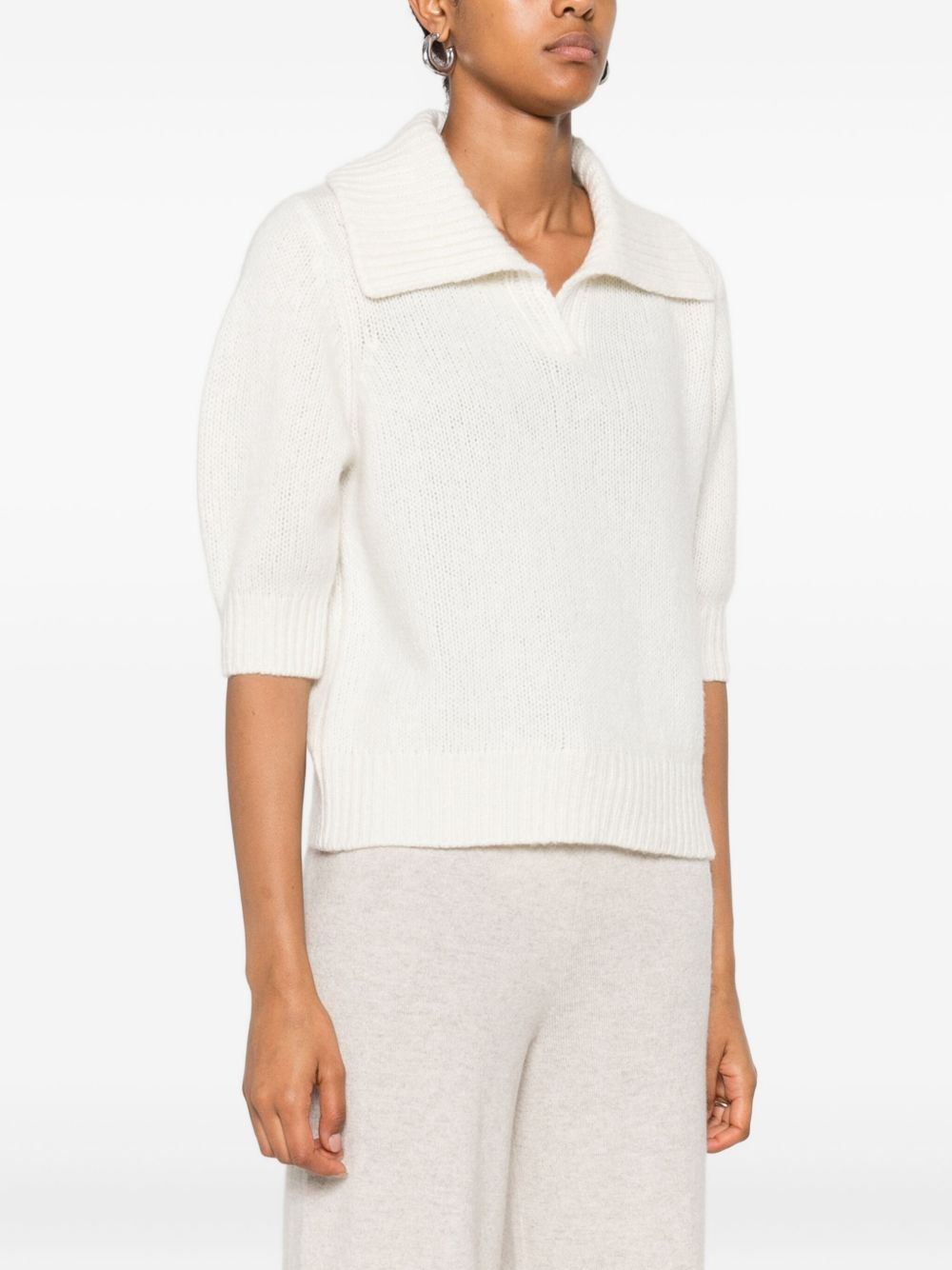wide-collar V-neck jumper - 3