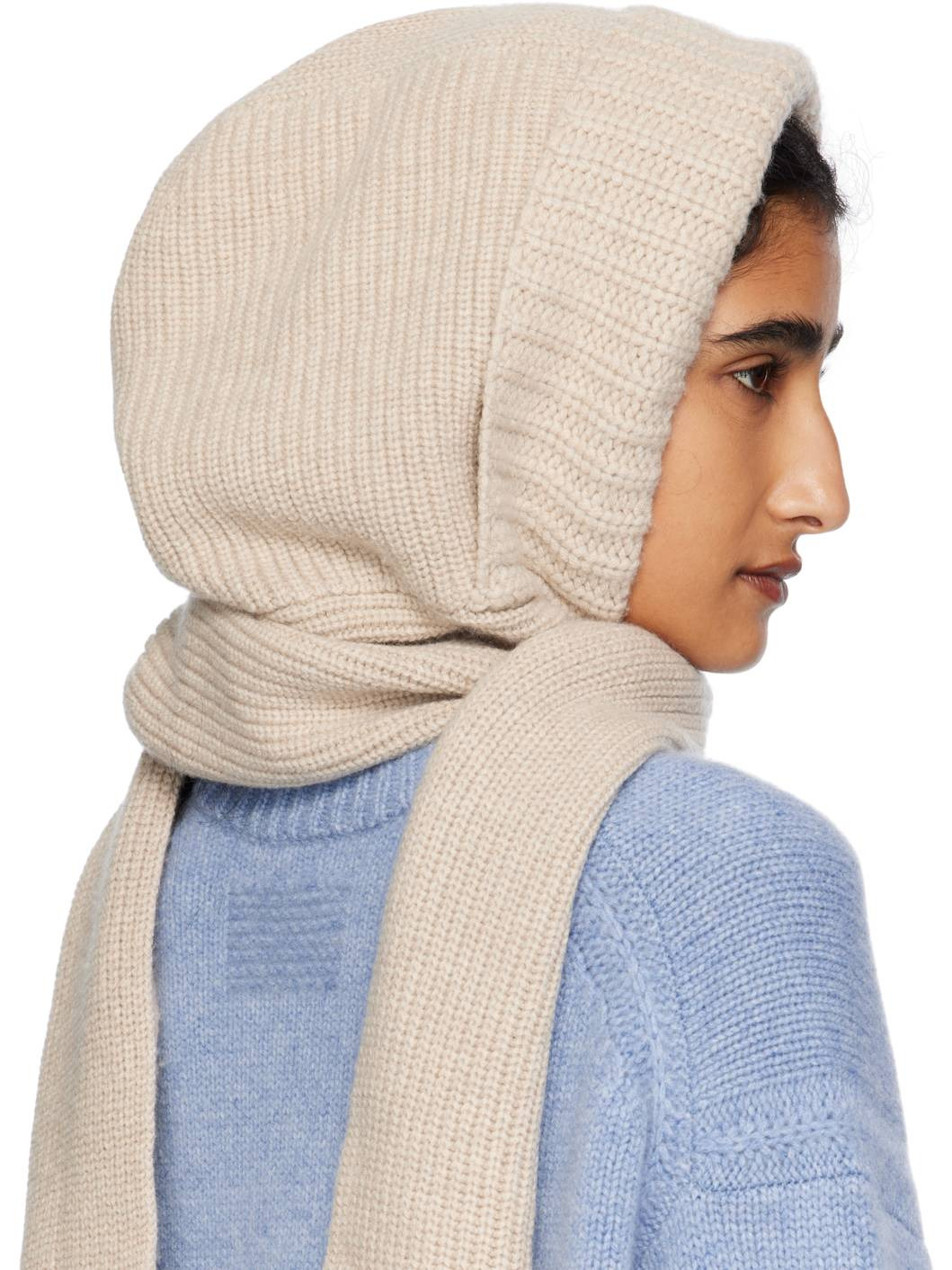 Beige Hooded Scarf - 3