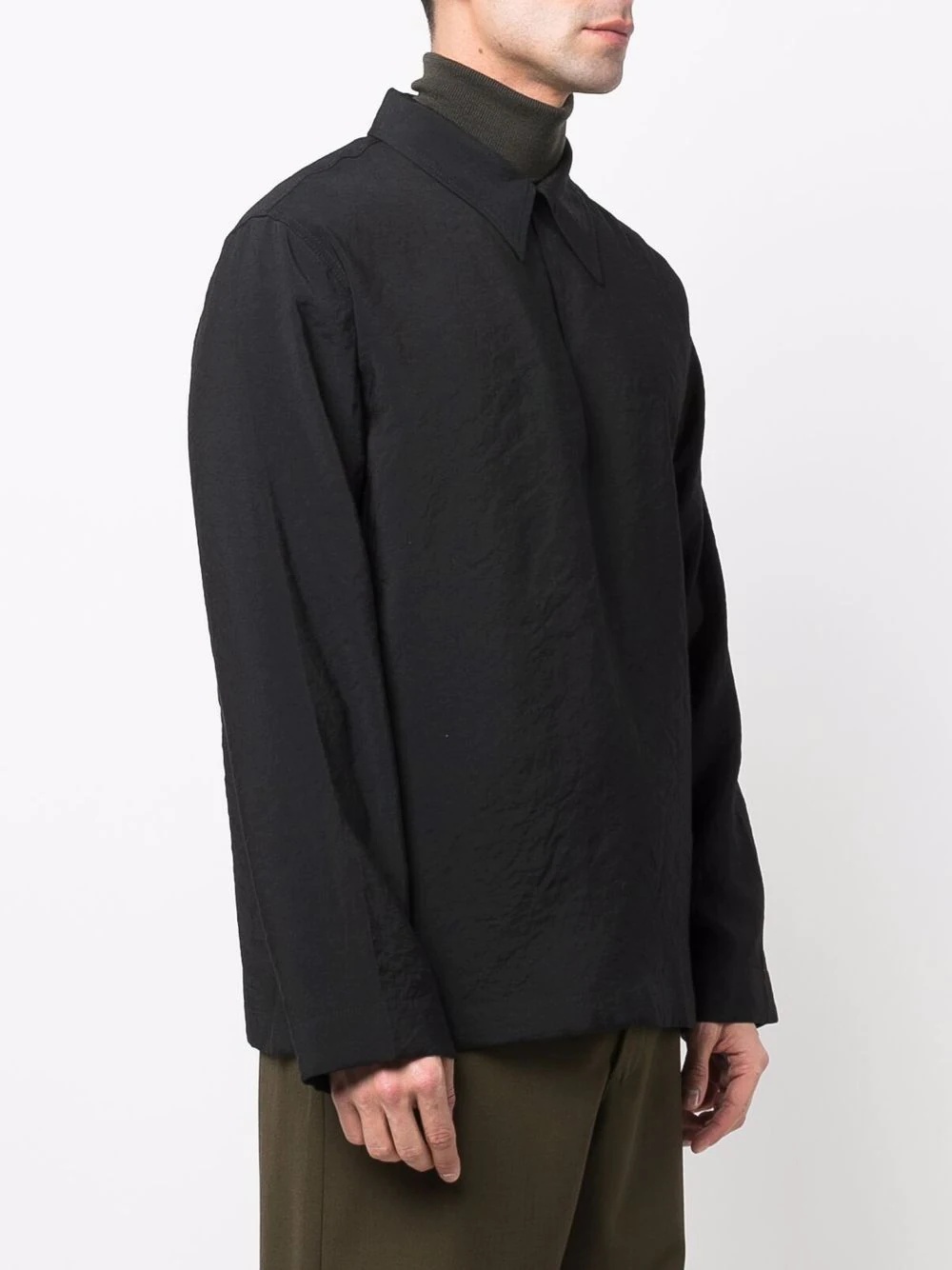 low V-neck long-sleeved shirt - 3
