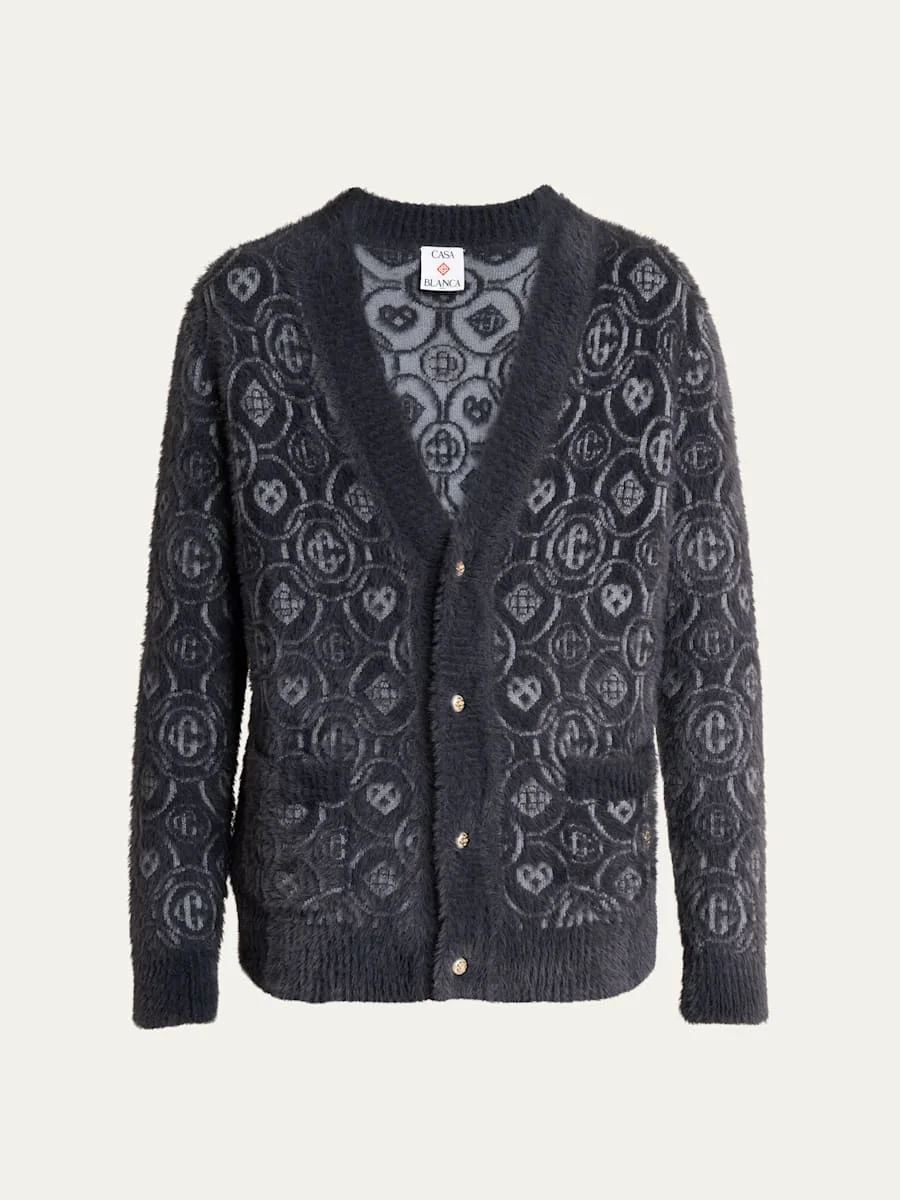 Men's Cotton Fluffy Monogram Cardigan - 1