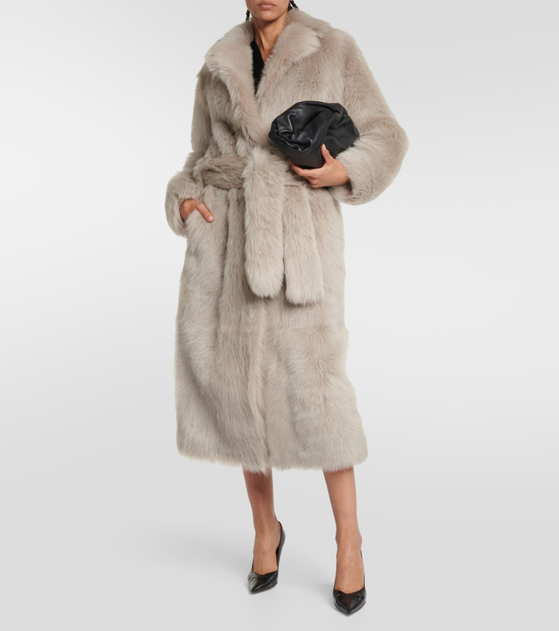 Bottega Veneta Shearling belted long coat outlook