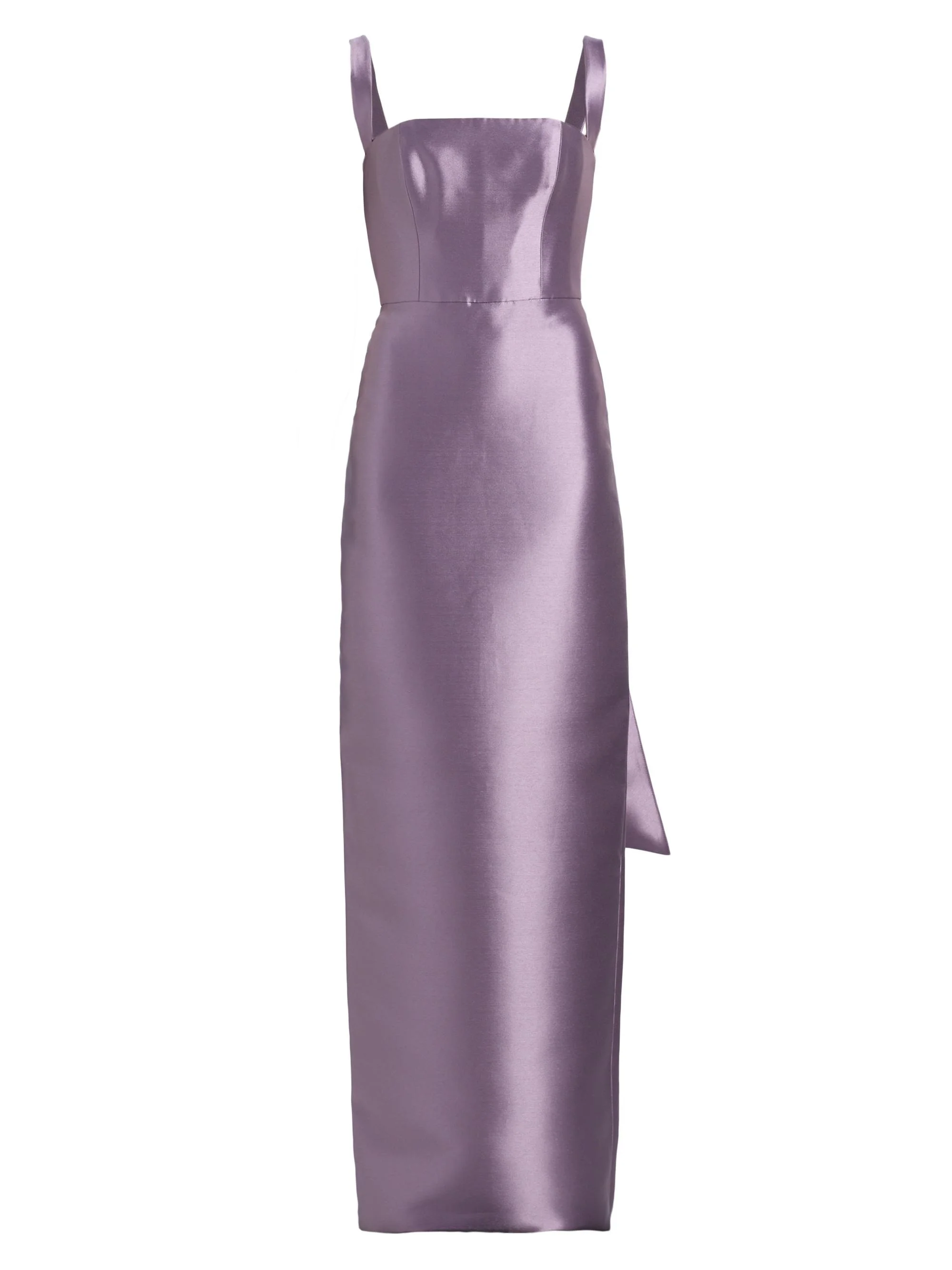 Women's Satin Square-Neck Column Gown - Violet - 1