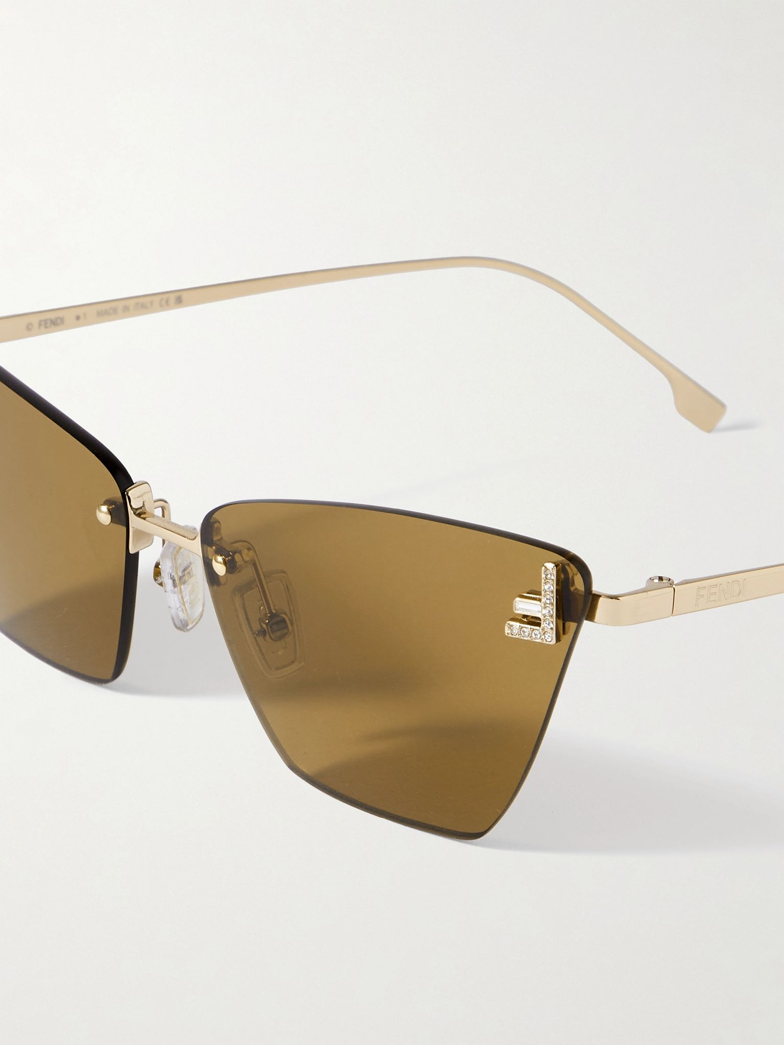 Rimless cat-eye crystal-embellished rose gold-tone sunglasses Rose gold - 4