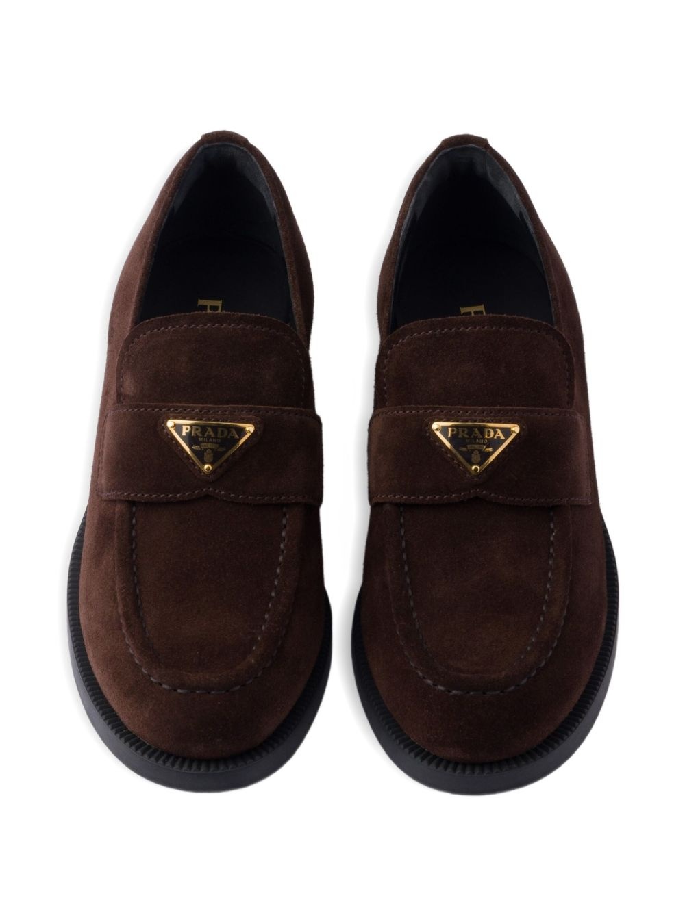 suede triangle-logo loafers - 4