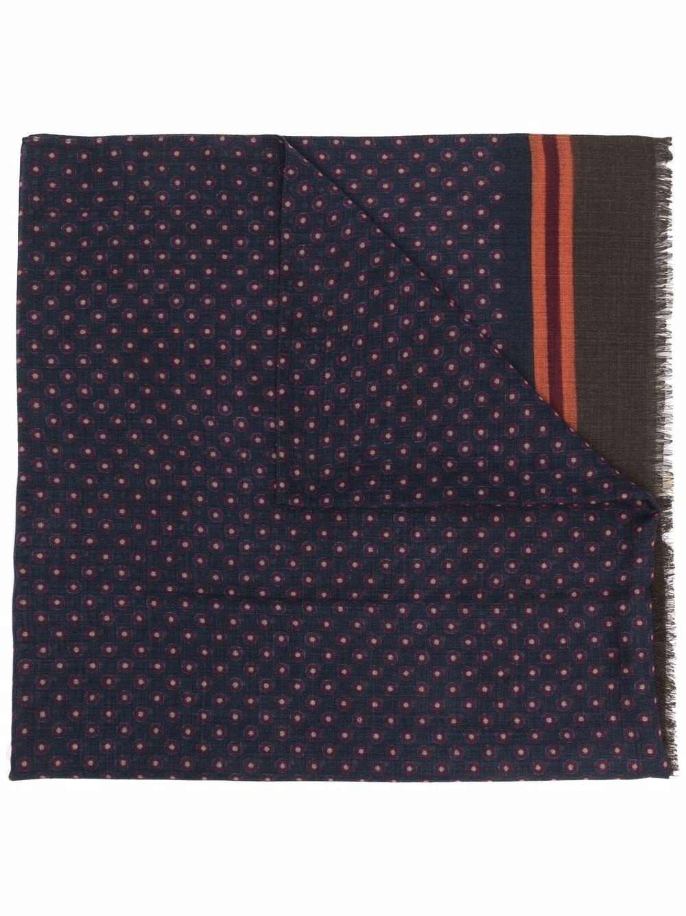 dot stripe-trim wool scarf - 1