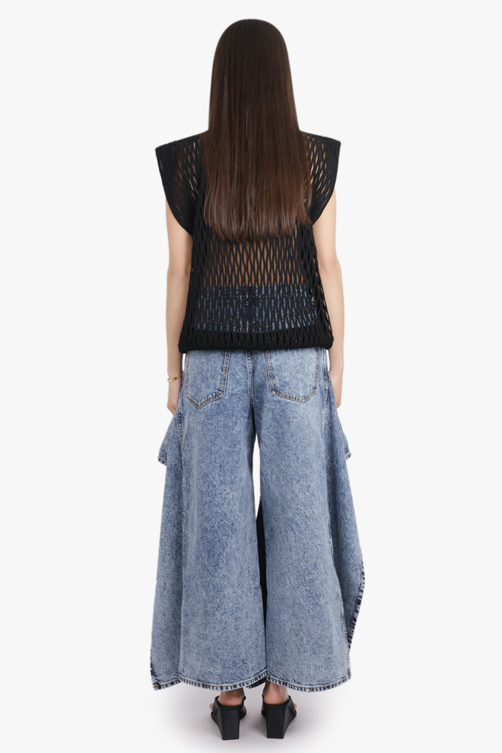 RUFFLE LAYER DENIM JEAN | SNOW BLUE - 4