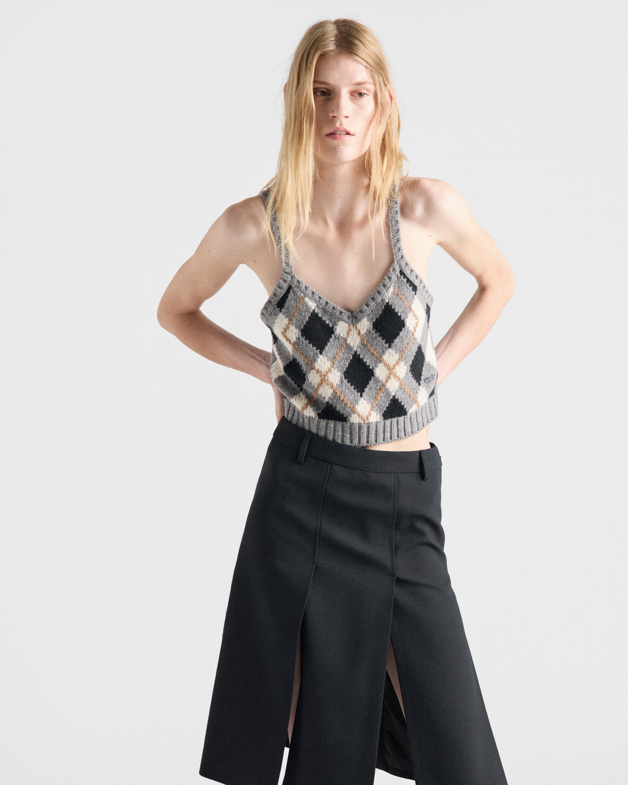 Argyle knit cashmere top - 6