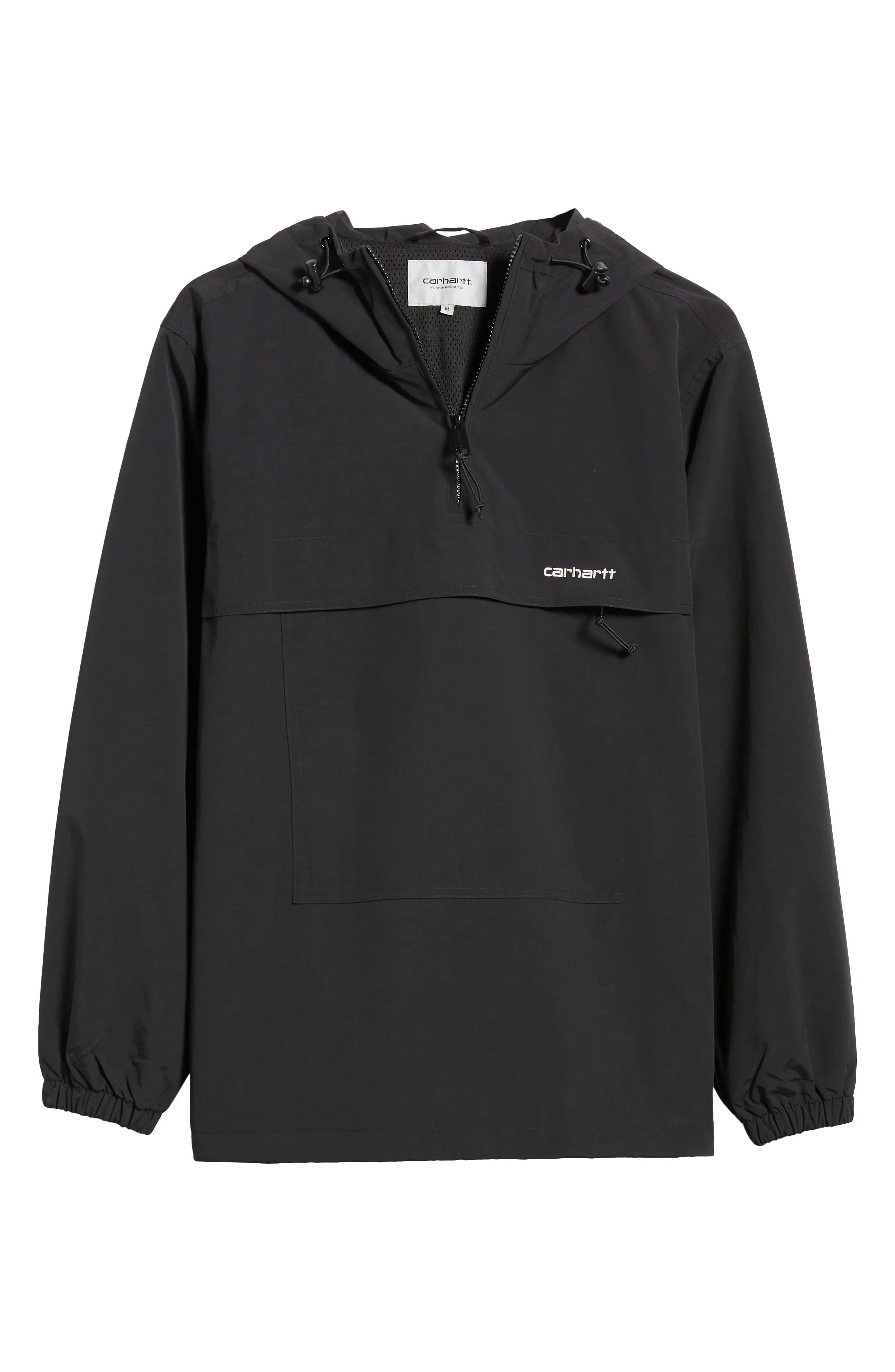 Hooded Nylon Quarter Zip Pullover in Black /White - 6