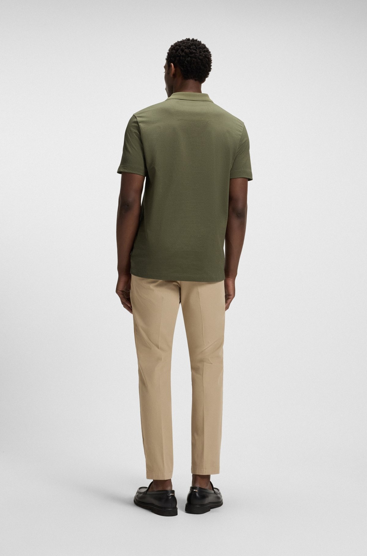 MERCERIZED-COTTON POLO SHIRT WITH GEOMETRIC JACQUARD - 2