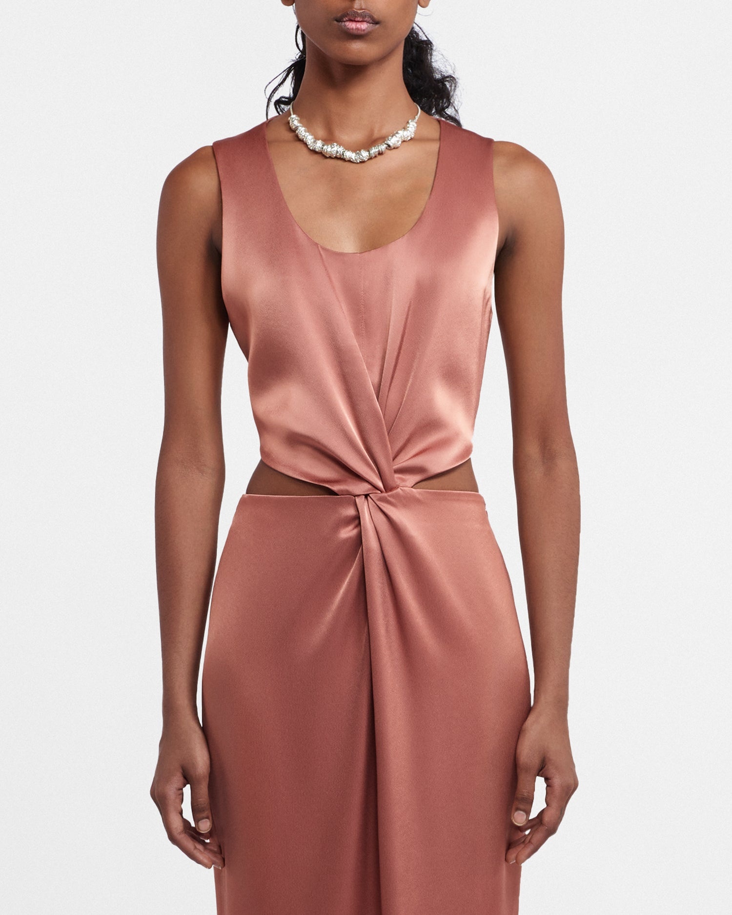 Cut-Out Slip Satin Dress - 3
