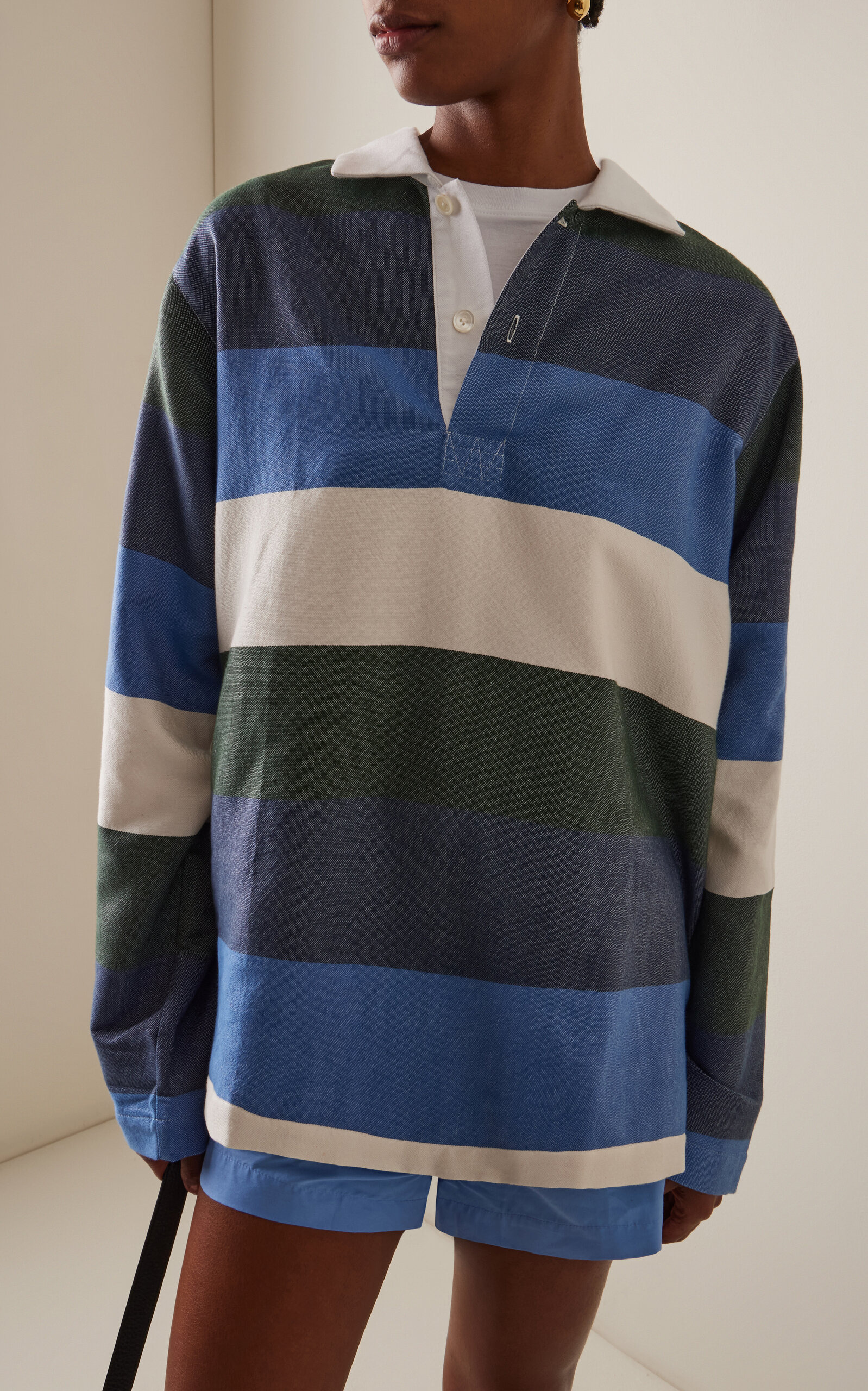 Exclusive Oversized Striped Cotton Rugby Shirt stripe - 3