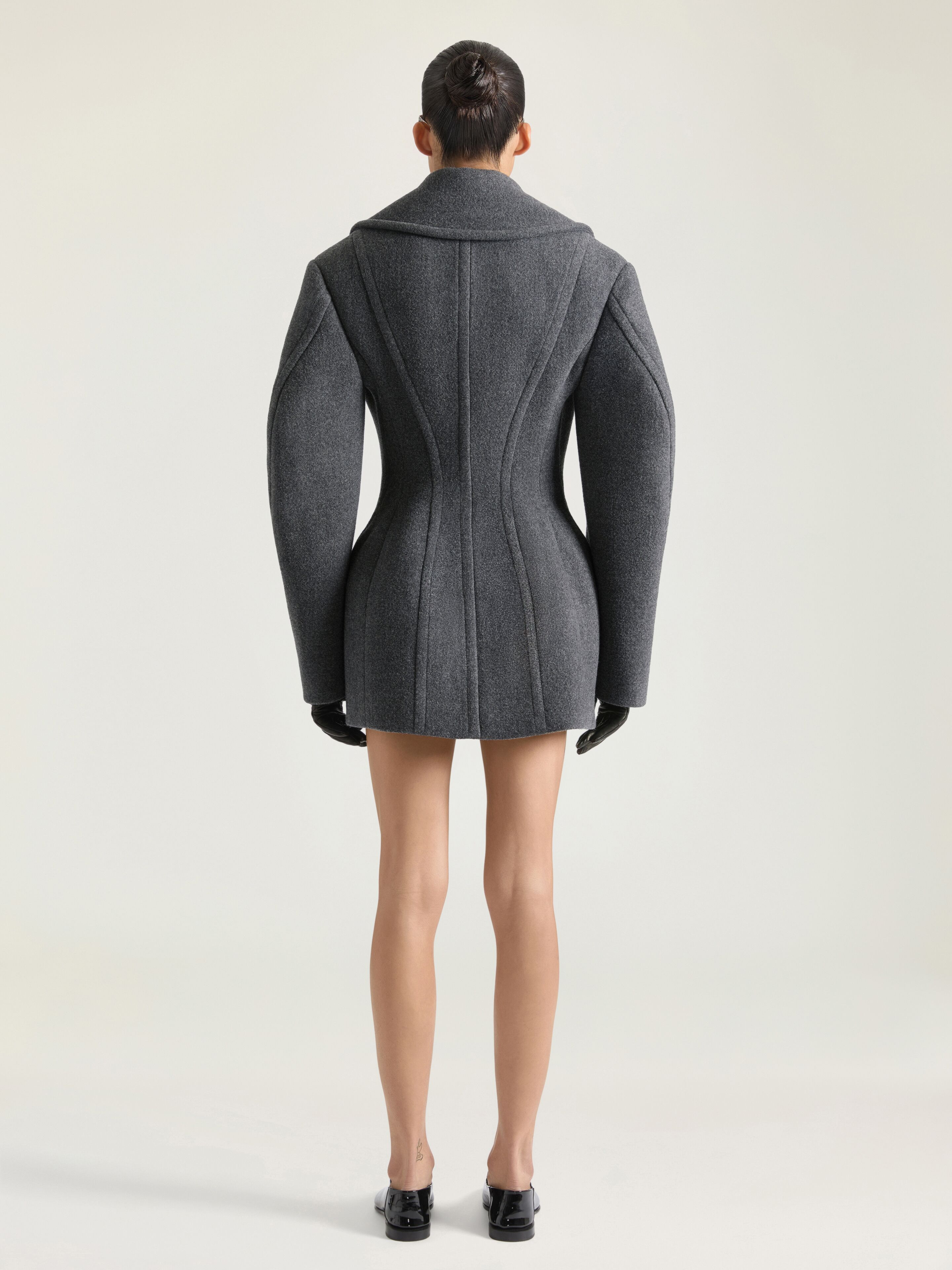 COCOON PEACOAT IN WOOL - 3