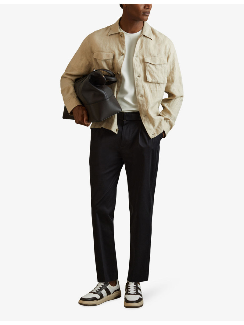 REISS Wick textured stretch-woven T-shirt outlook