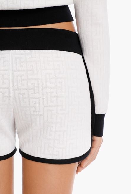 Cropped bicolor wool sweatshirt with embossed Balmain monogram - 8