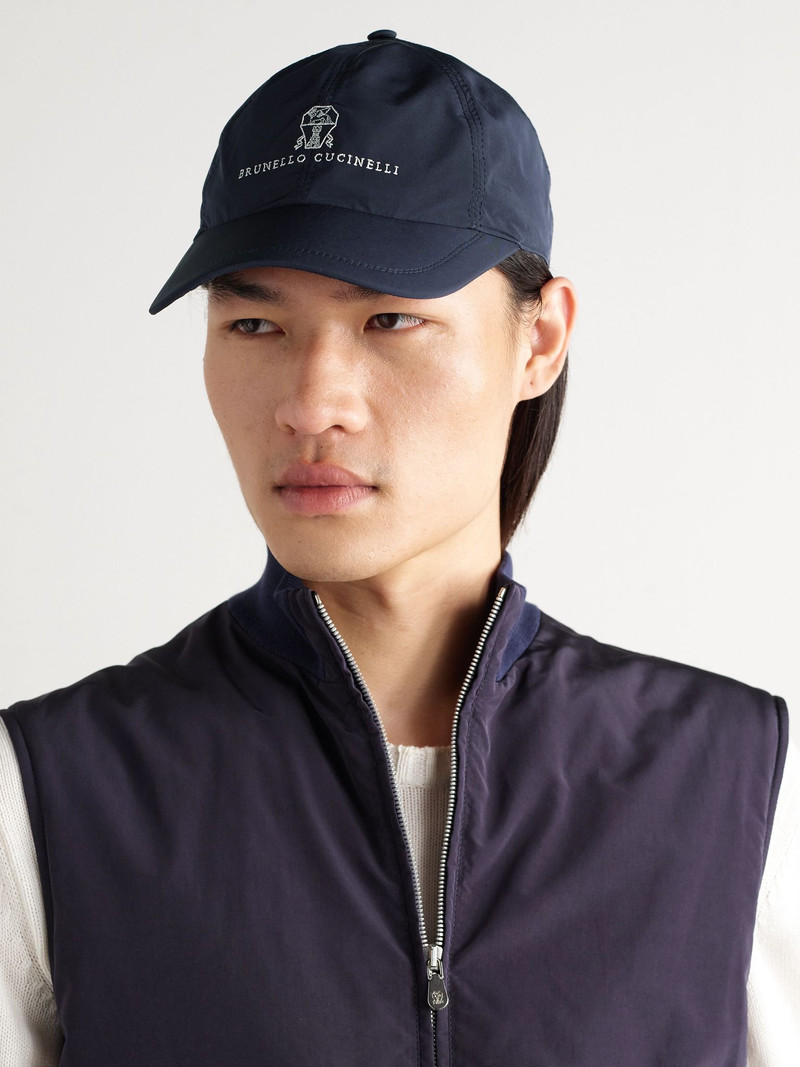 Brunello Cucinelli Logo-Embroidered Cotton-Twill Baseball Cap Blue outlook