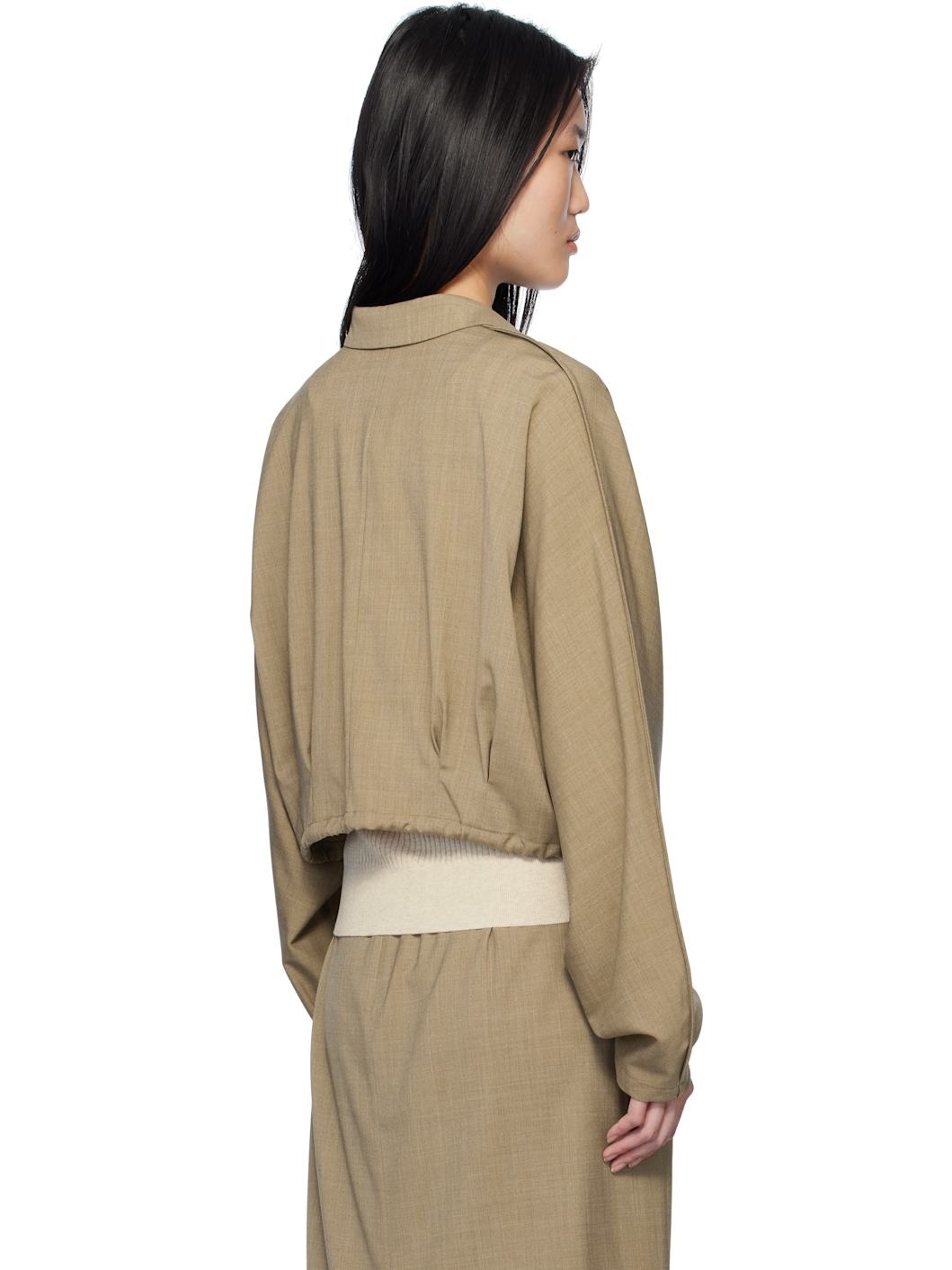 Beige Waist String Short Jacket - 3