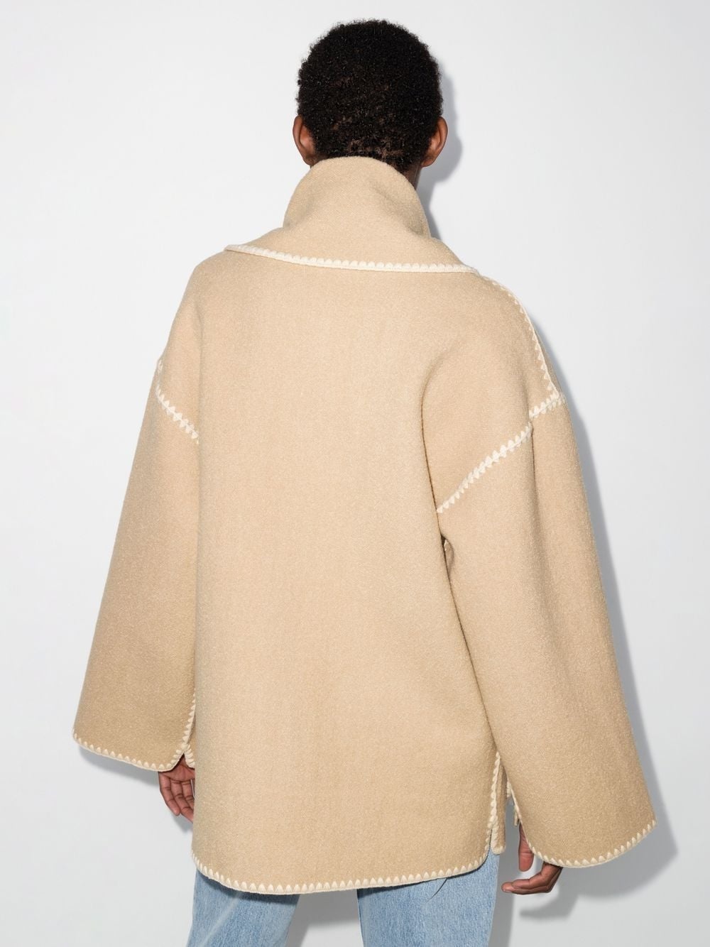 embroidered scarf button-front jacket - 3