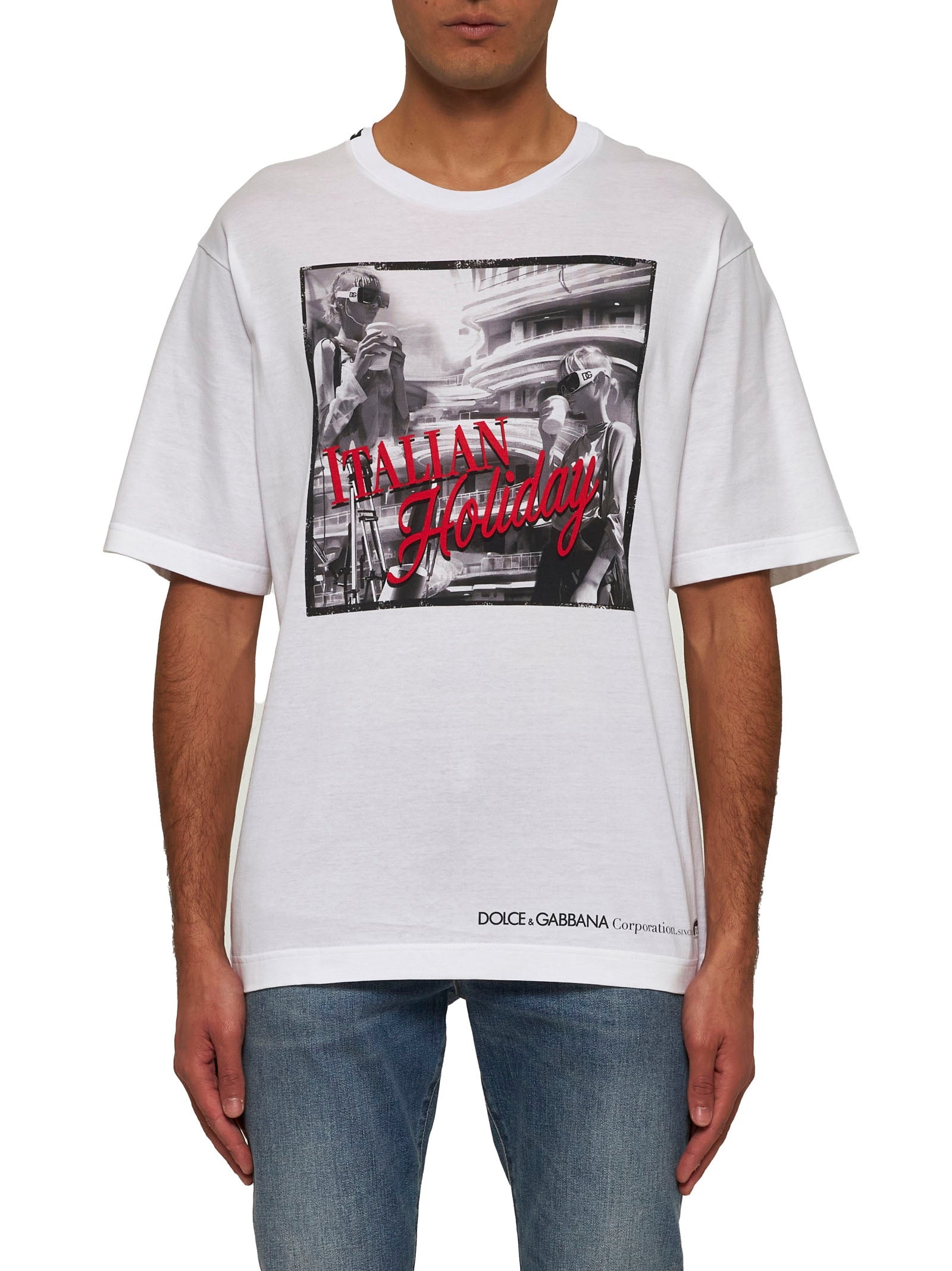 White cotton Italian Holiday print T-shirt - 3