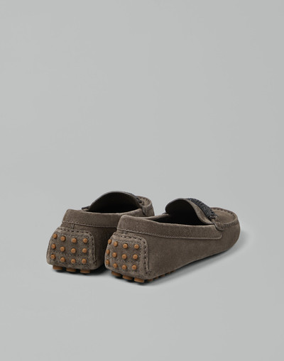 Brunello Cucinelli Suede driving shoes with precious braided detail outlook