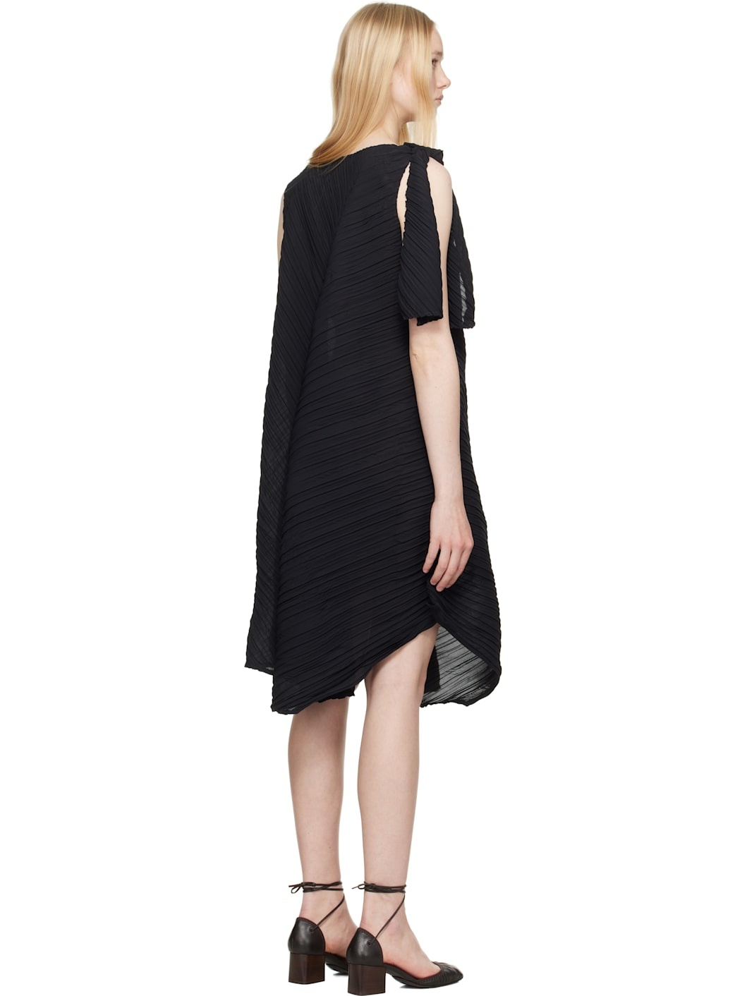 Black Wrinkled & Twisted Minidress - 3