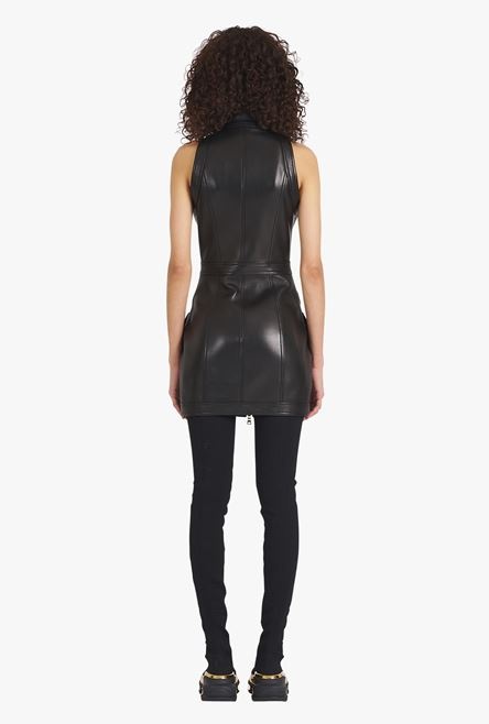 Short black leather dress - 3