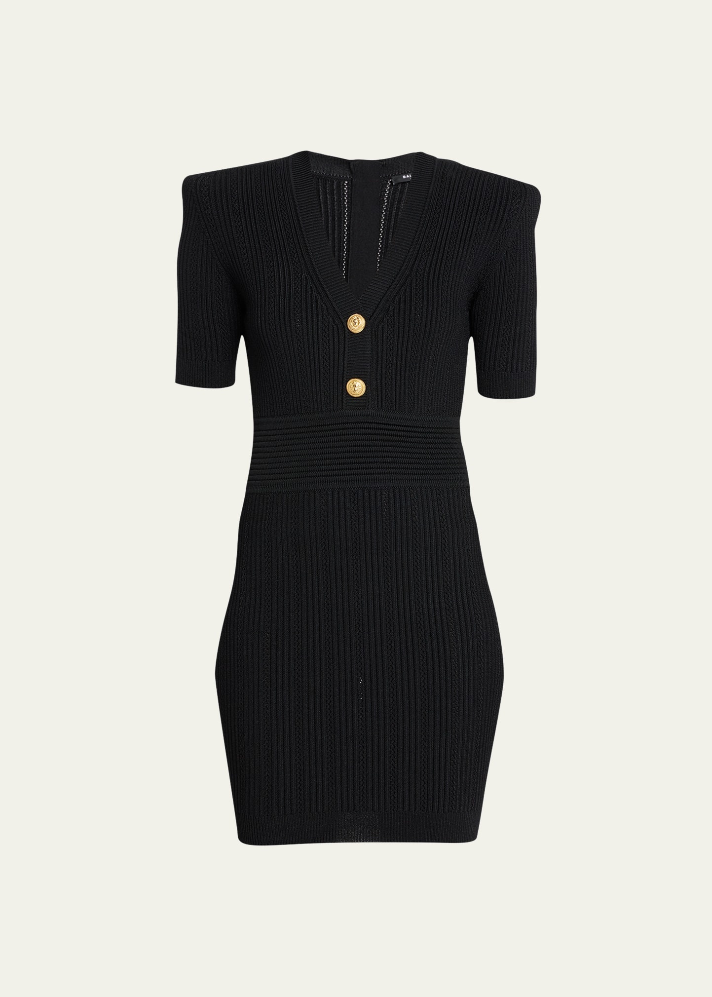 【送料&関税込】Balmain Knit Mini Dress Balmain Contrast-Trim Knit Mini Dress - Bergdorf Goodman
