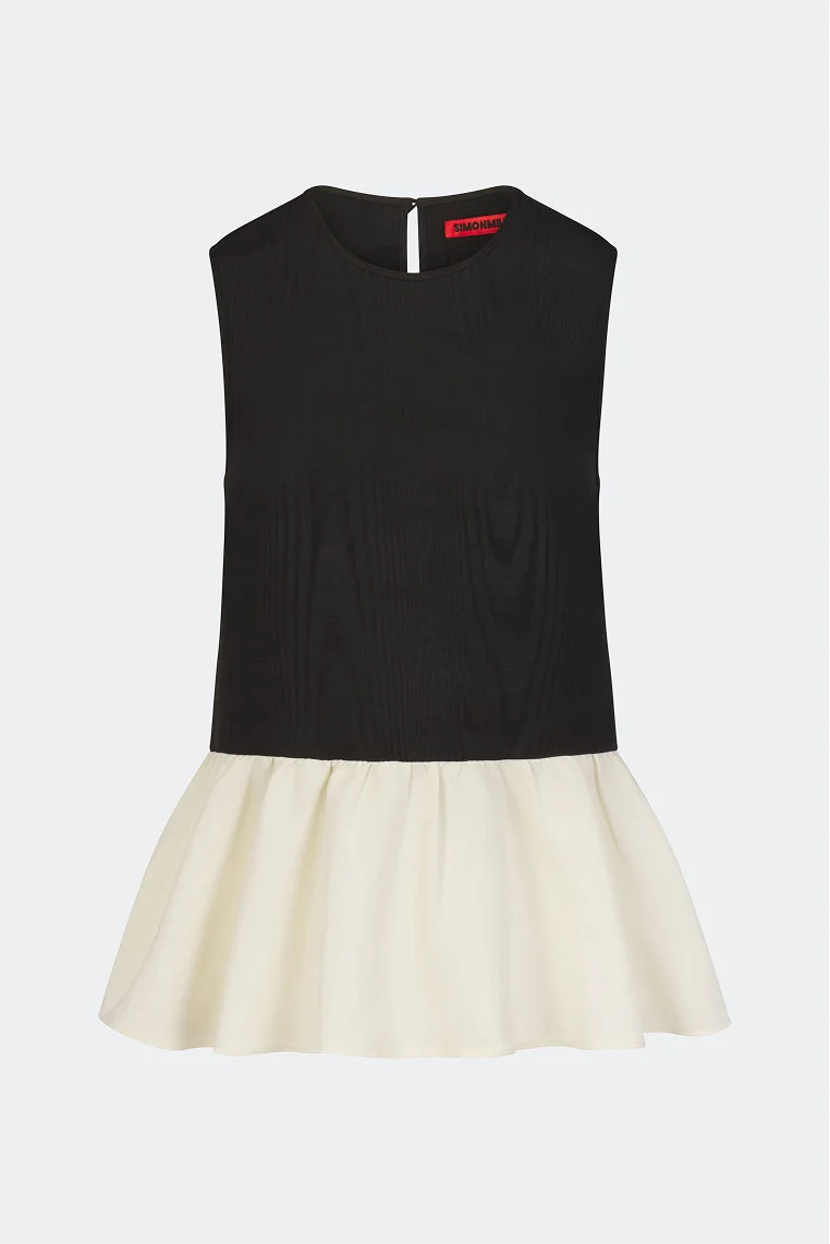 Iris Moire Top In Black/Bone - 1