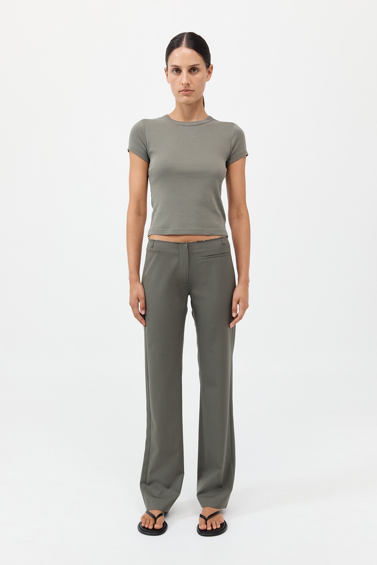 Raw Edge Pants - Smokey Olive - 2