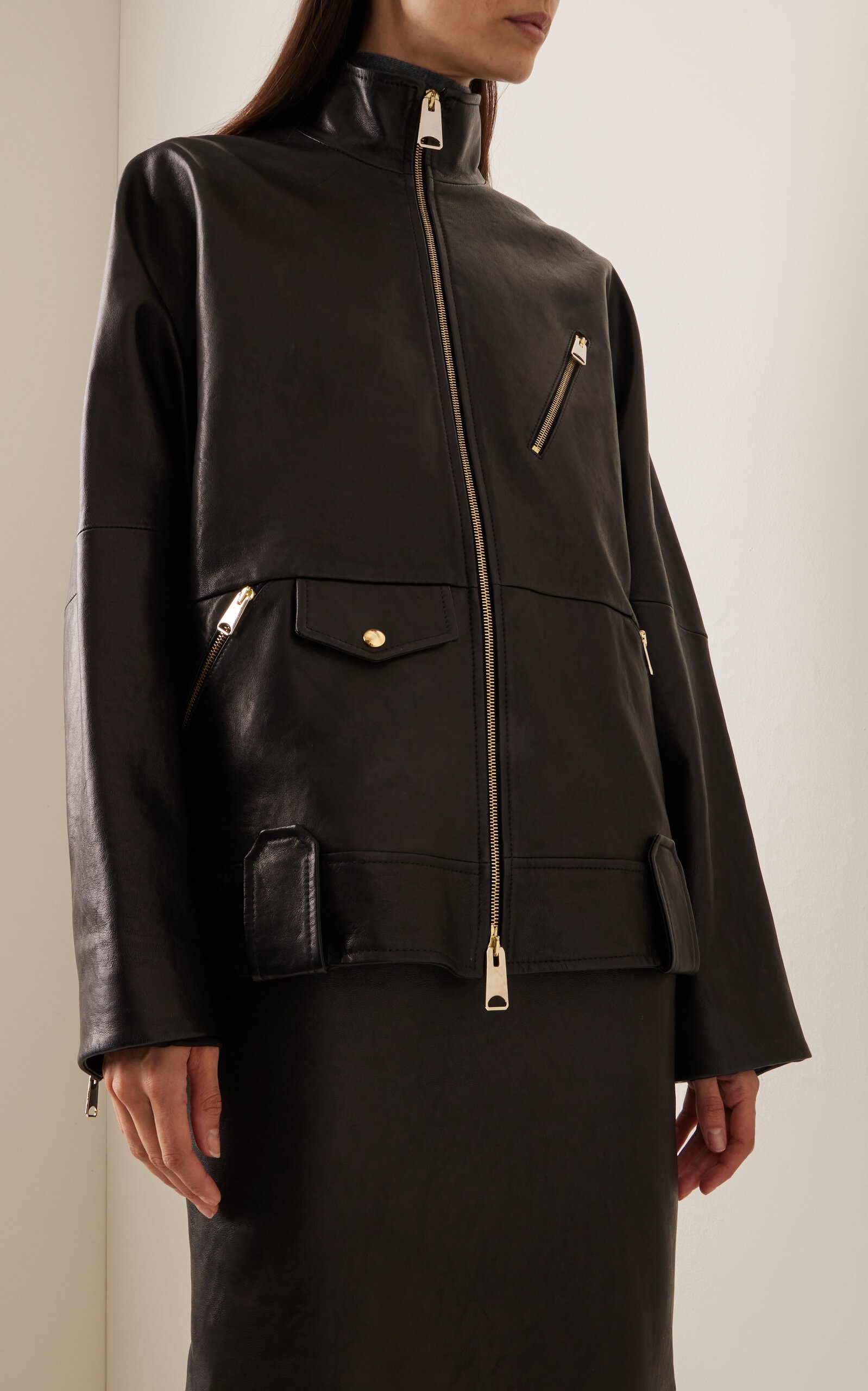 Shallin Oversized Leather Jacket black - 3