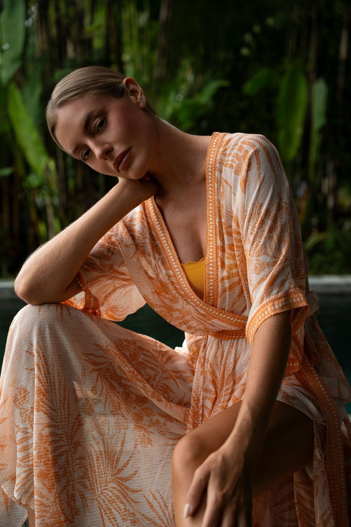 Long Dress Adha - Orange Frangipani - 1