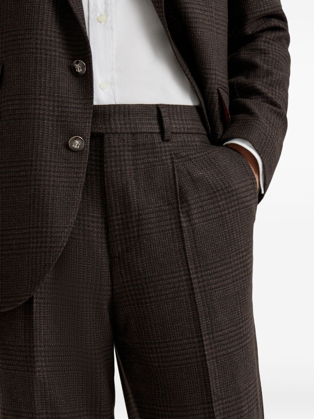 pleated wool-cashmere blend trousers - 5
