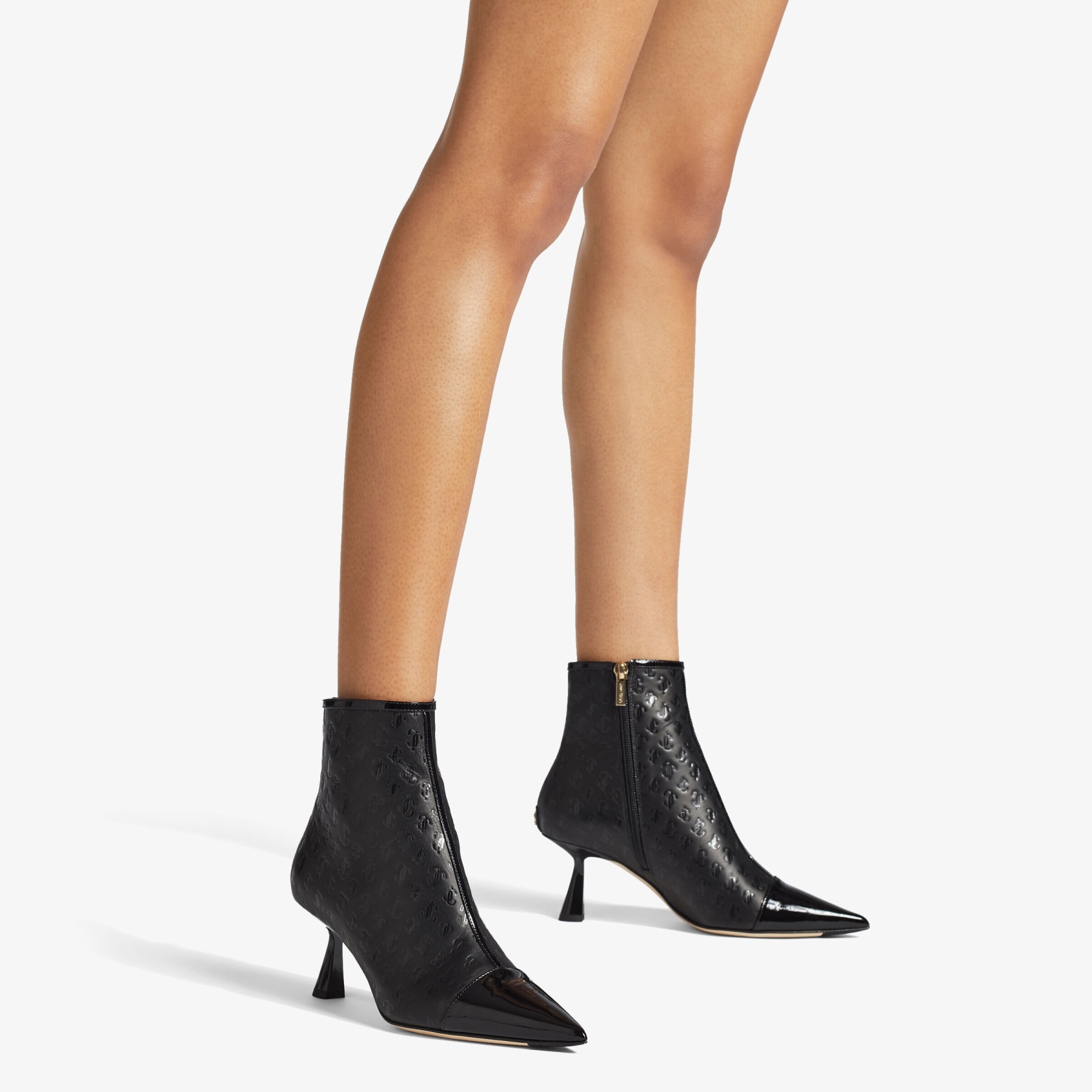 Kix/z 65
Black Patent and JC Monogram Leather Ankle Boots - 2