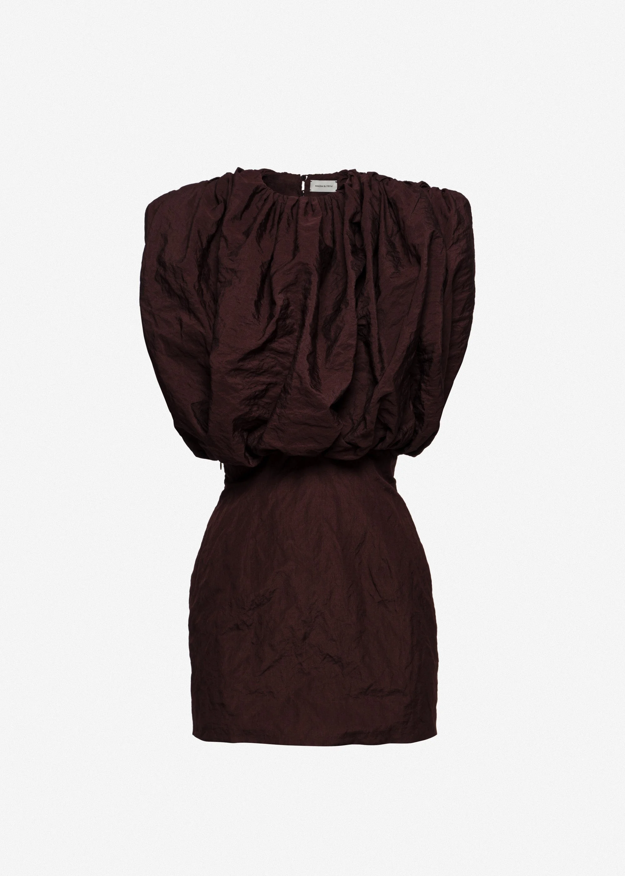 Mini dress with gathered top in brown - 1