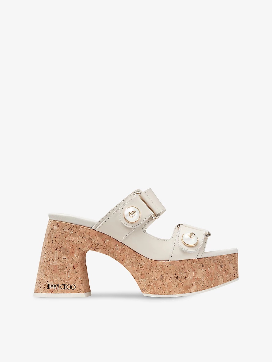 Fayence Wedge 95 leather heeled sandals - 1