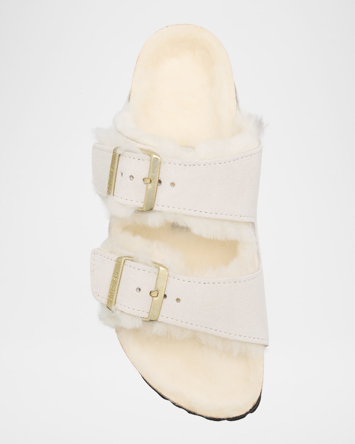 Arizona Suede Shearling Dual-Buckle Slide Sandals - 4