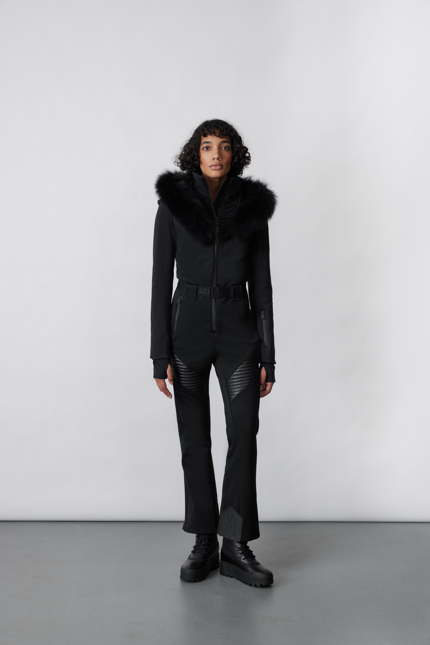ELLE-Z Techno fleece ski suit with removable hood and fur trim - 6