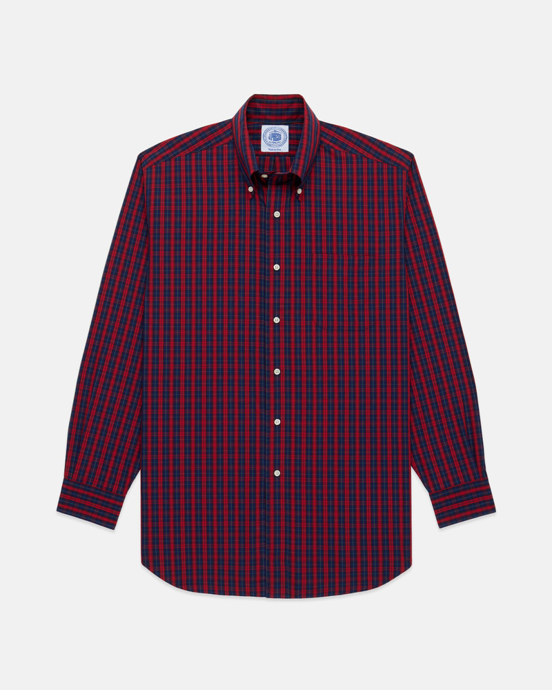 J. PRESS MADE-IN-USA RED & NAVY TARTAN BROADCLOTH SPORT SHIRT - CLASSIC FIT outlook