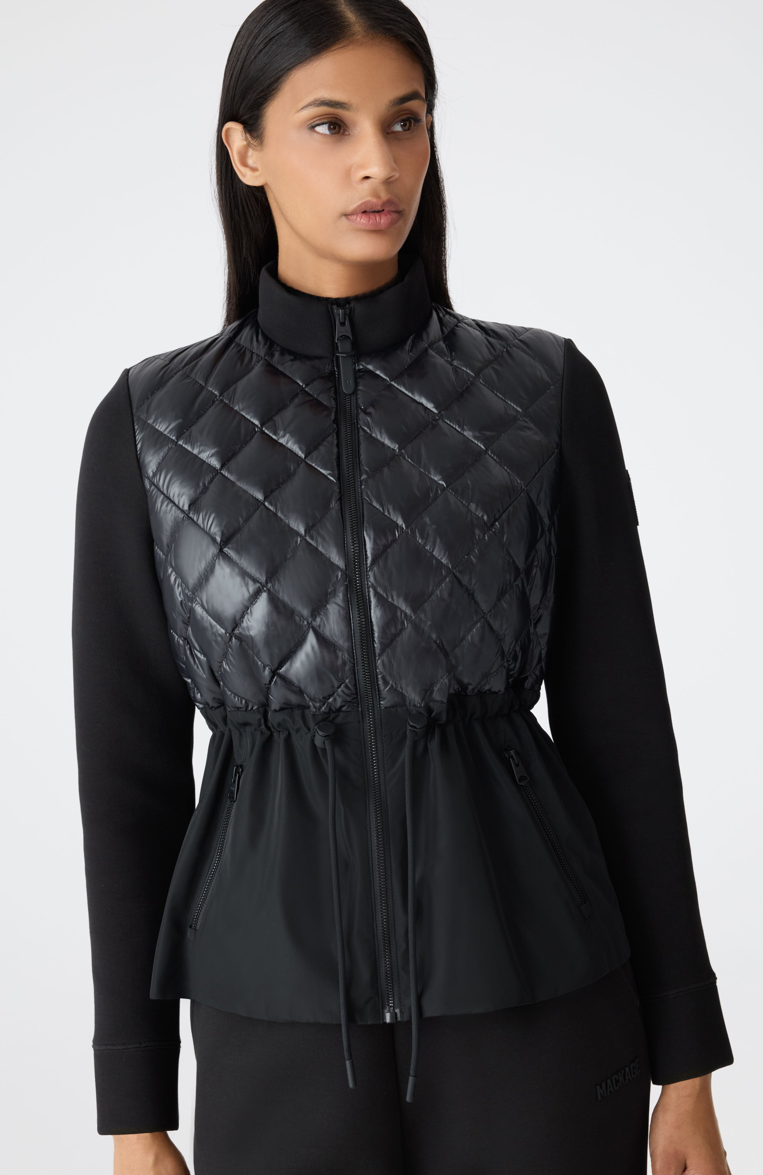 ADITA Light Down Hybrid Jacket with Peplum Hem - 5