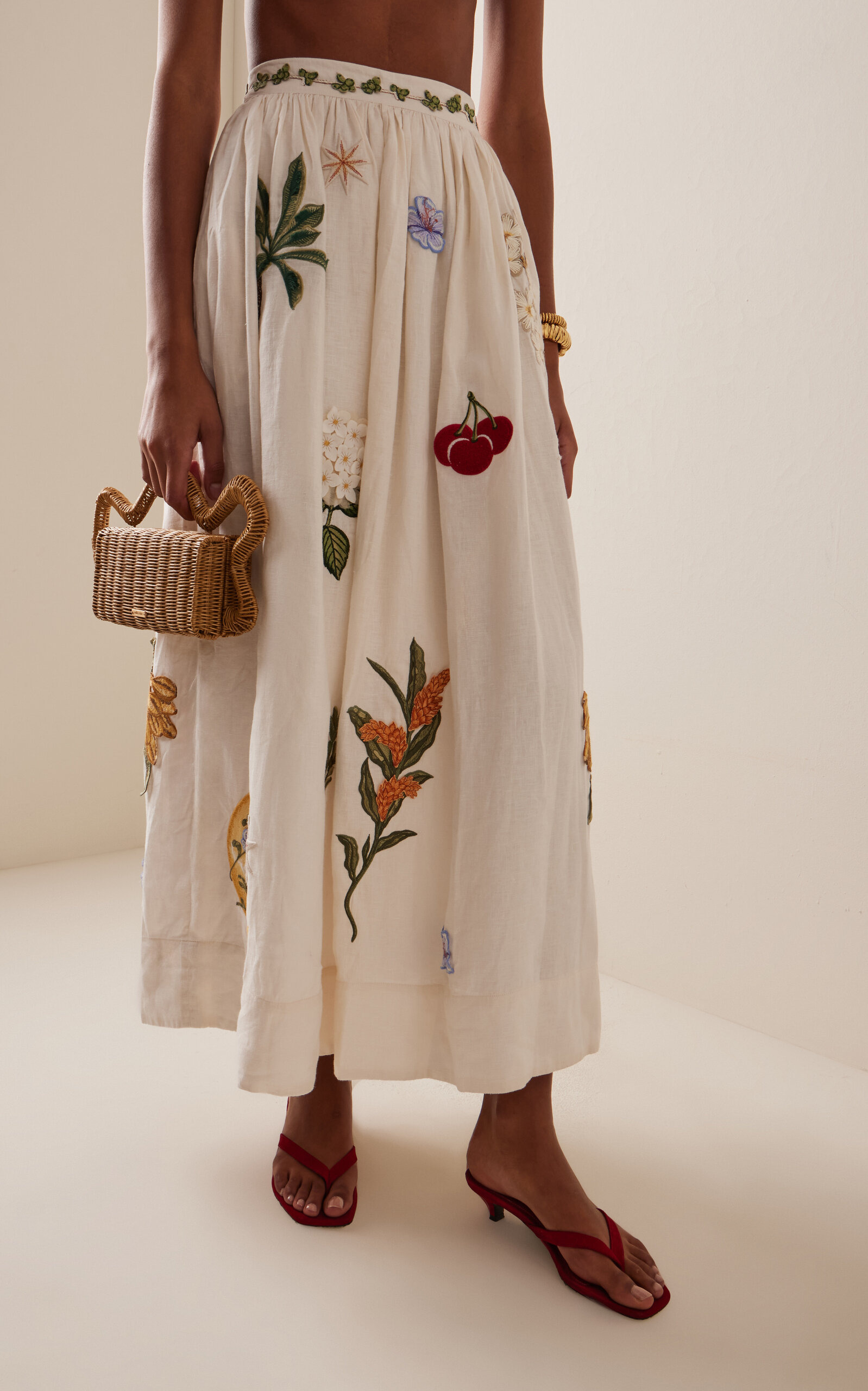 Tangelo Embroidered Linen Maxi Skirt multi - 4