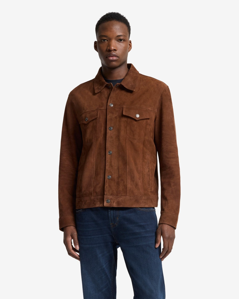 7 For All Mankind Suede Trucker Jacket in Camel outlook