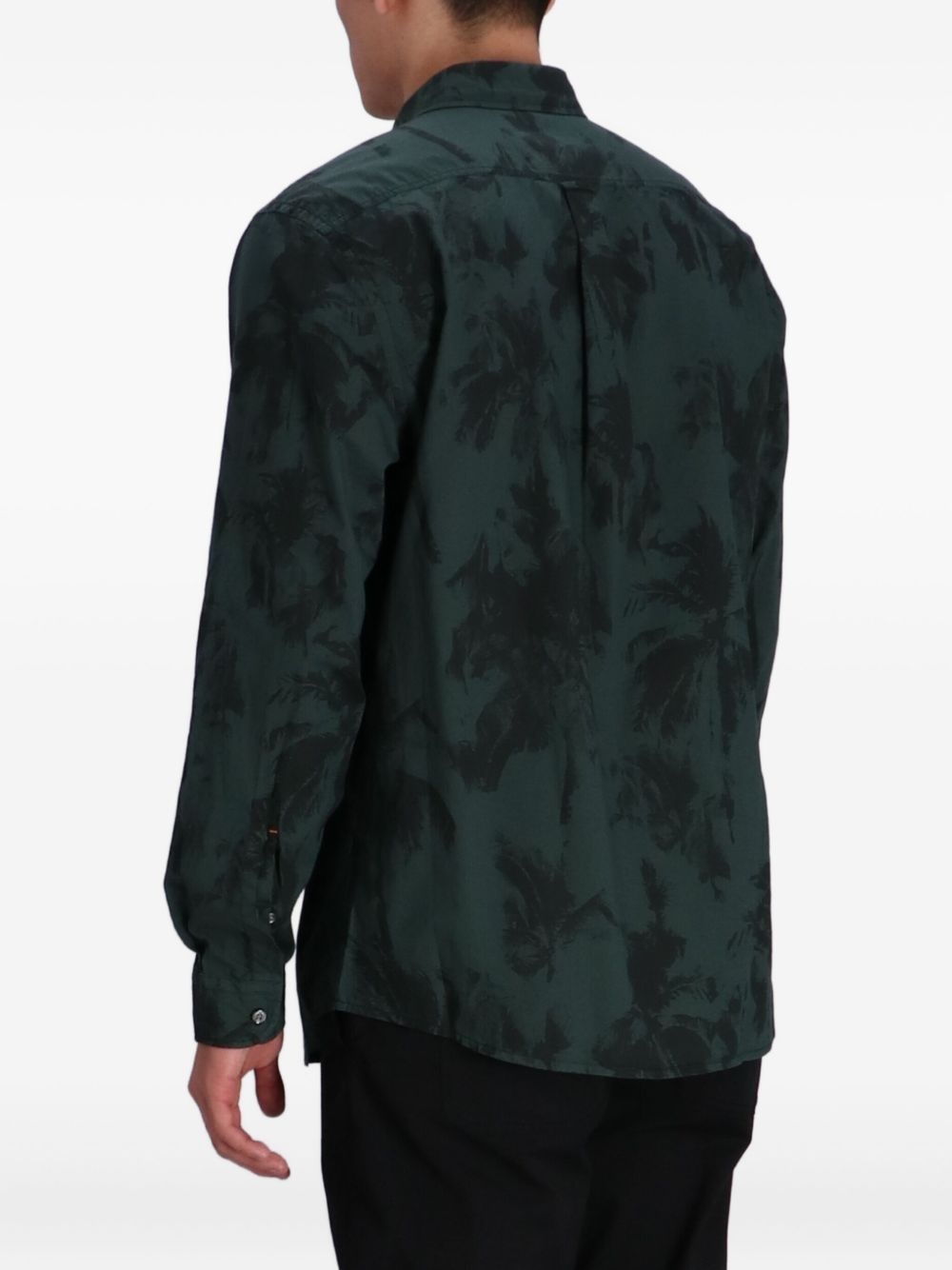 palm tree-print button-up shirt - 4