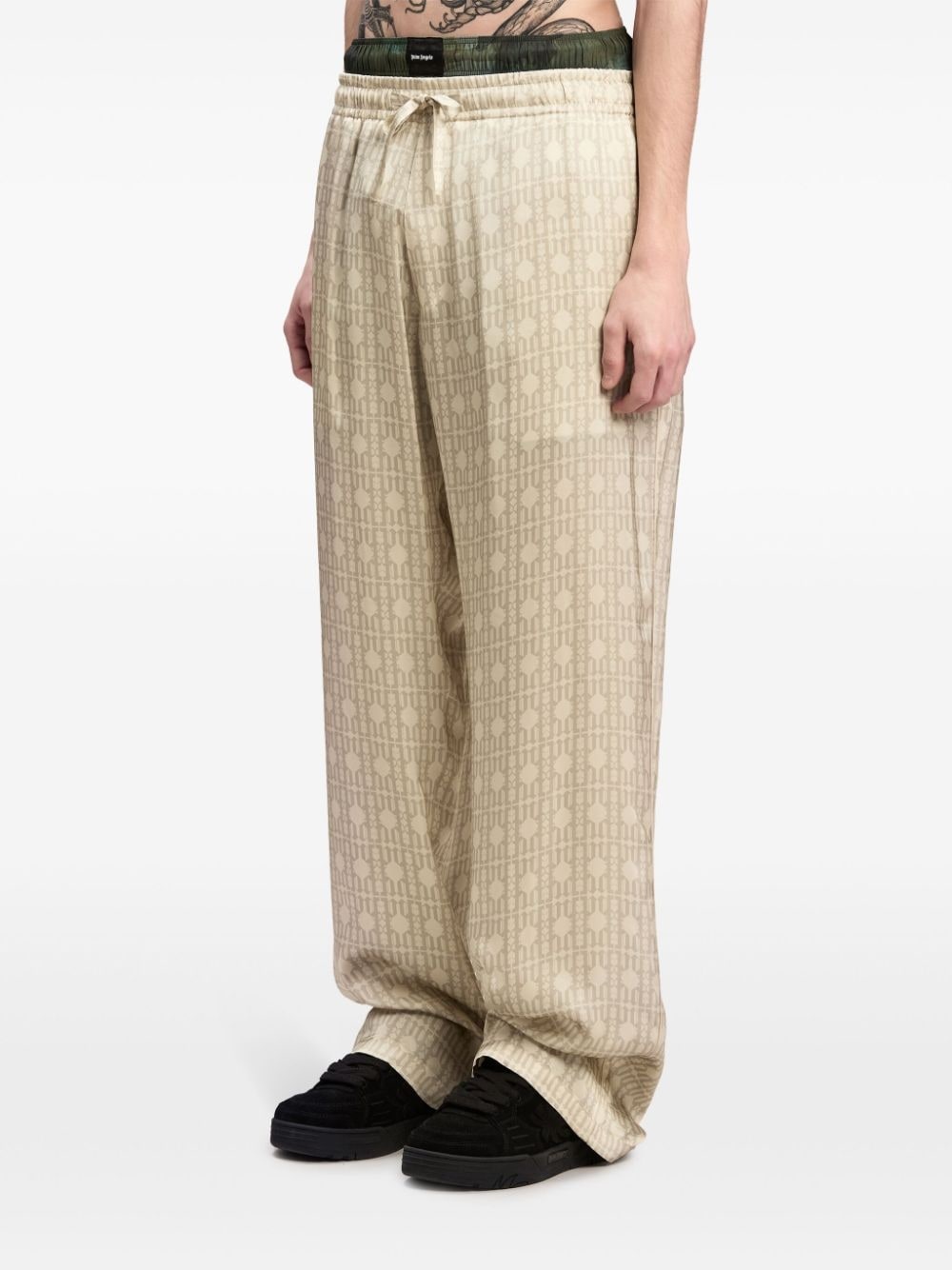 monogram-jacquard wide-leg trousers - 4